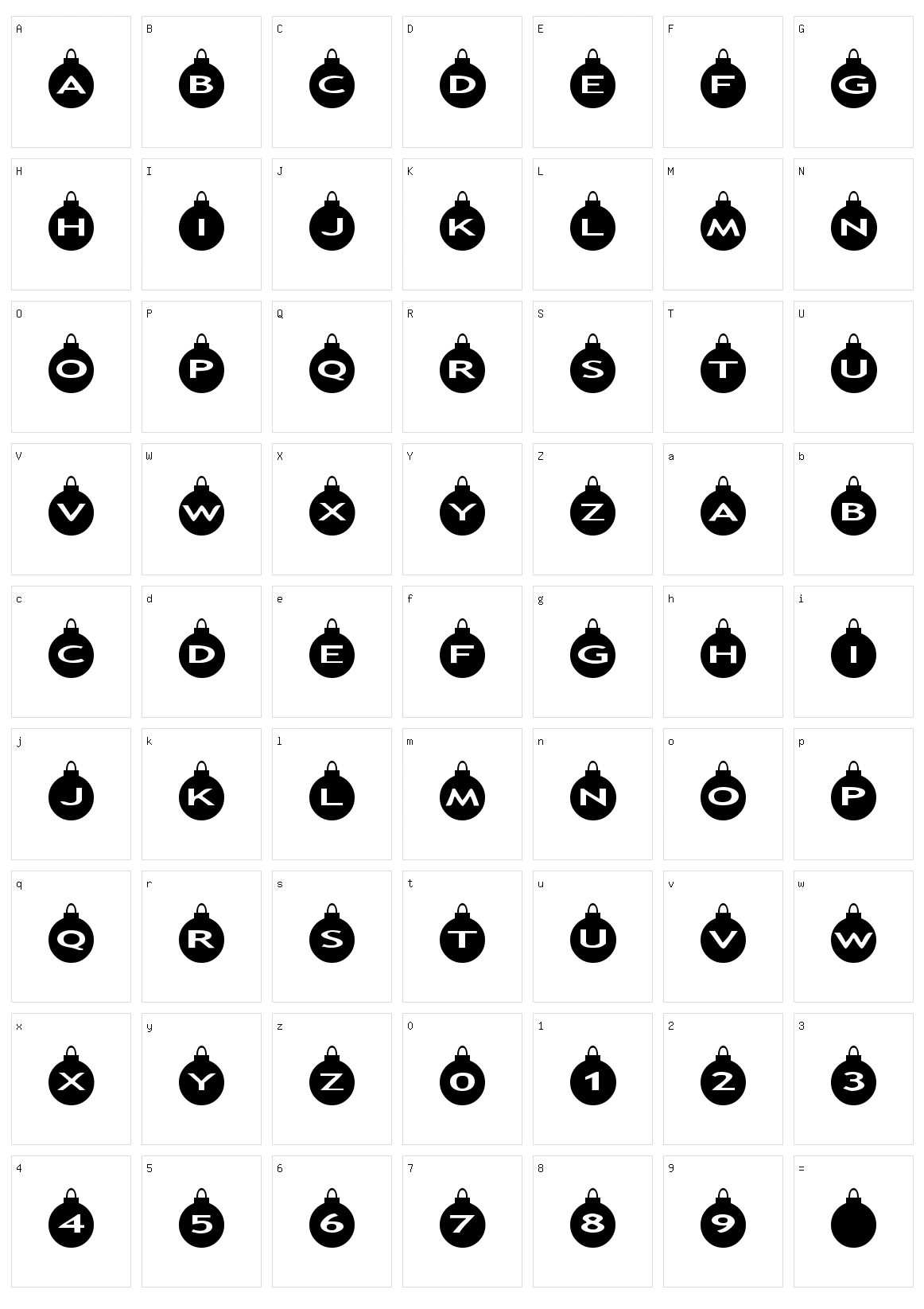 AlphaShapes xmas balls Character Set