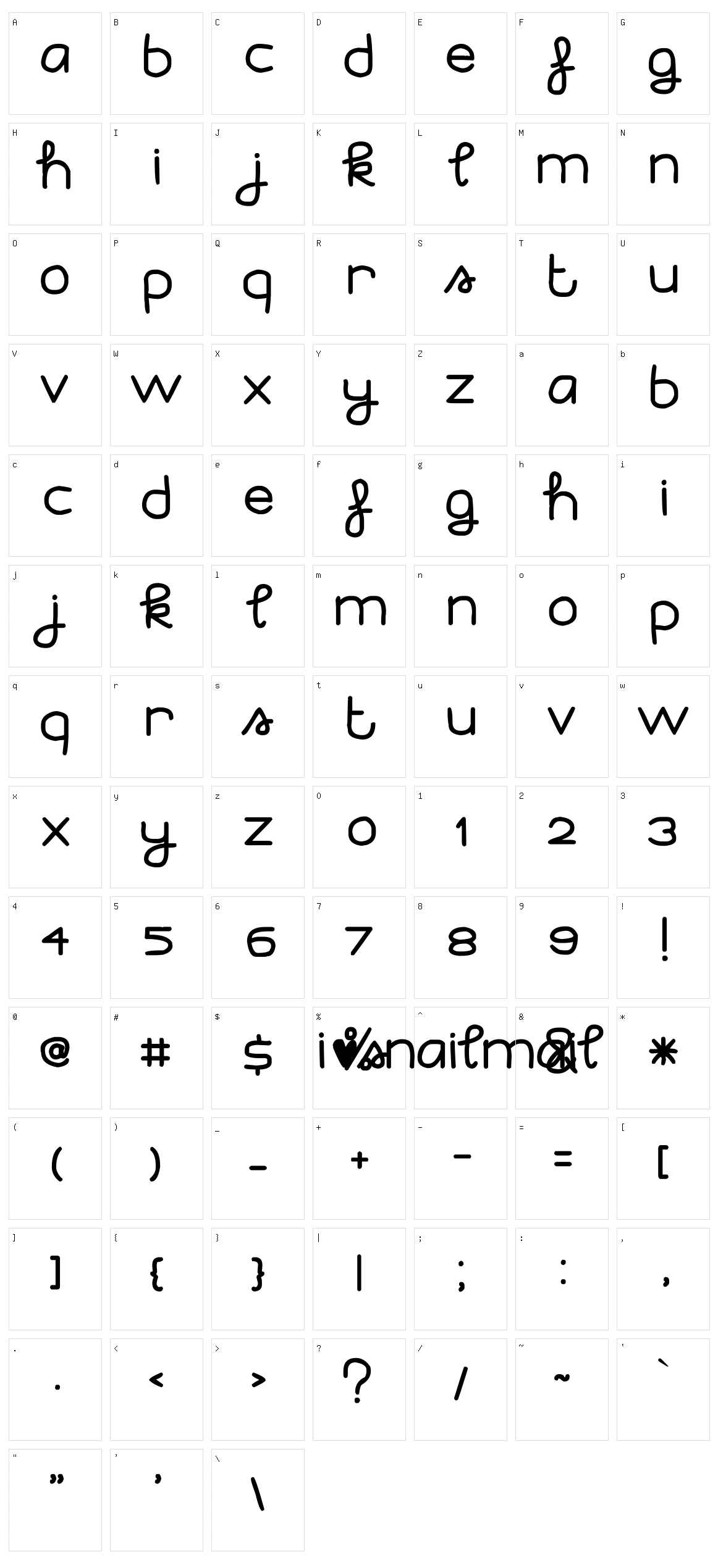 I love snailmail Character Set