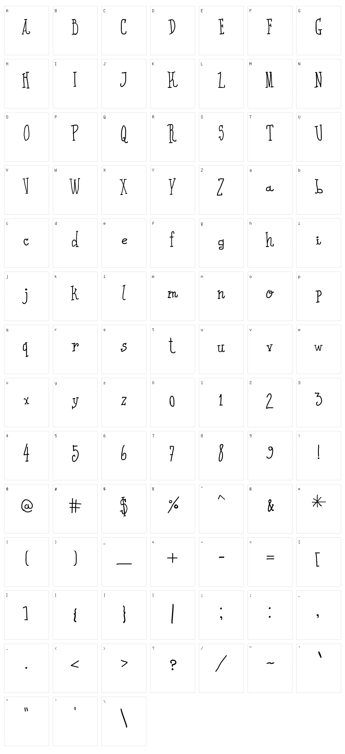 I Wrote All Character Set
