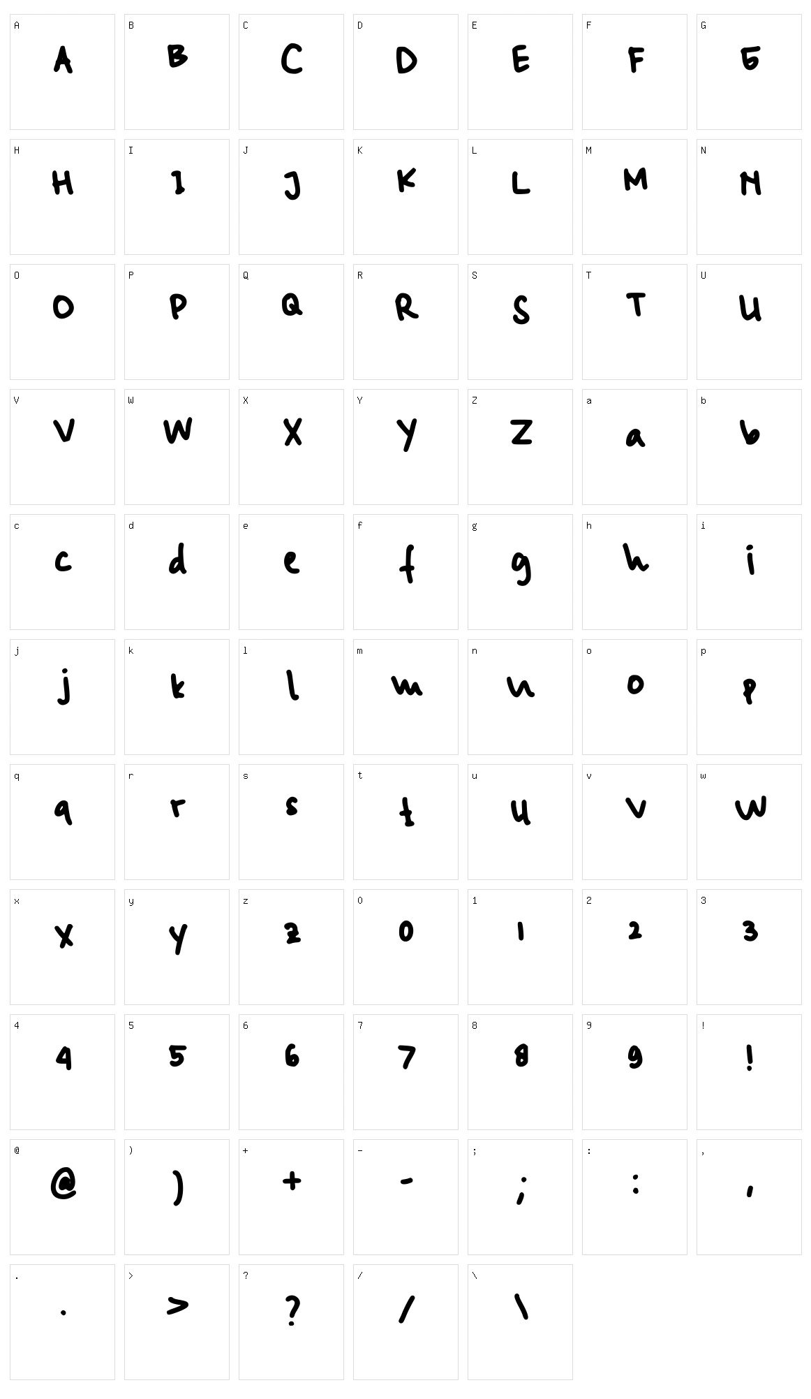 Inasfont Character Set