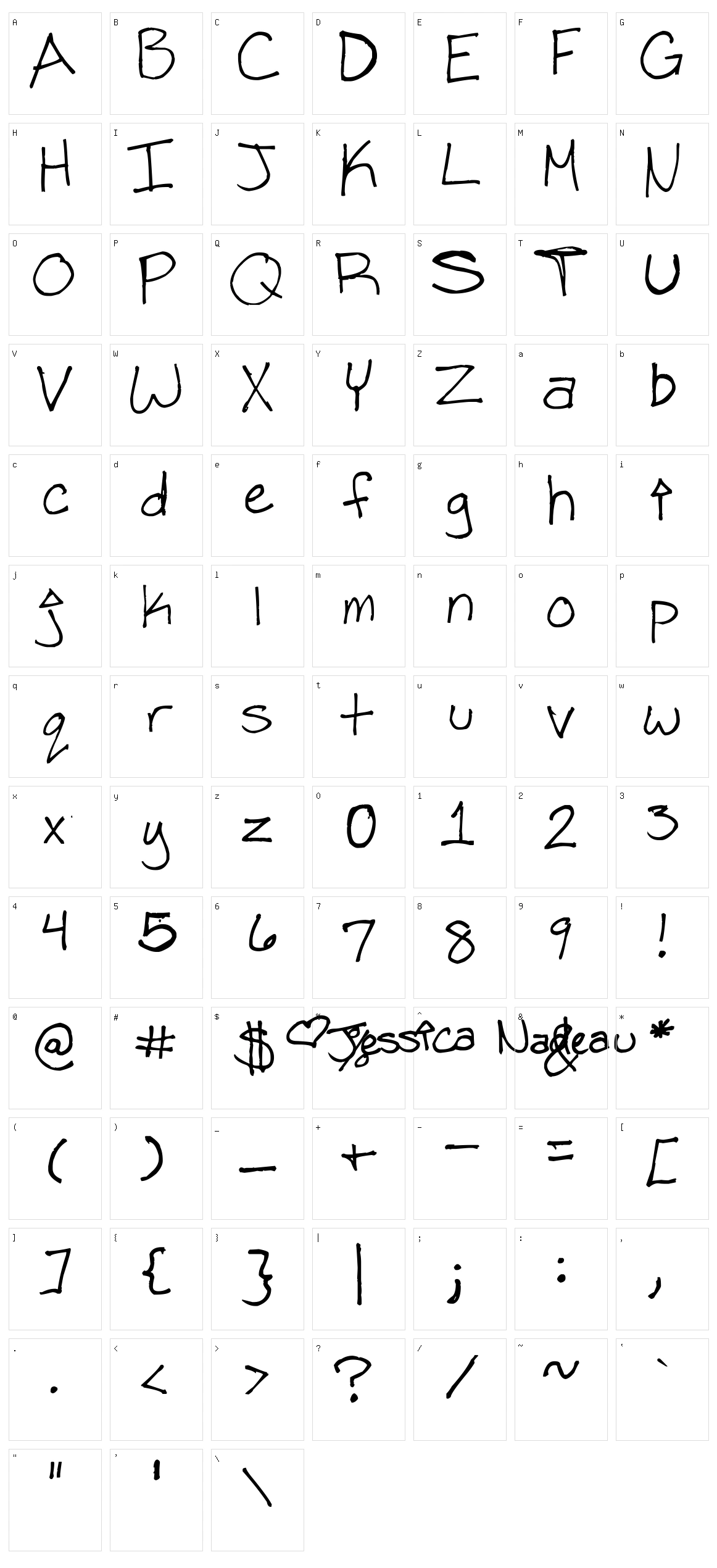Indigo Unicor Character Set