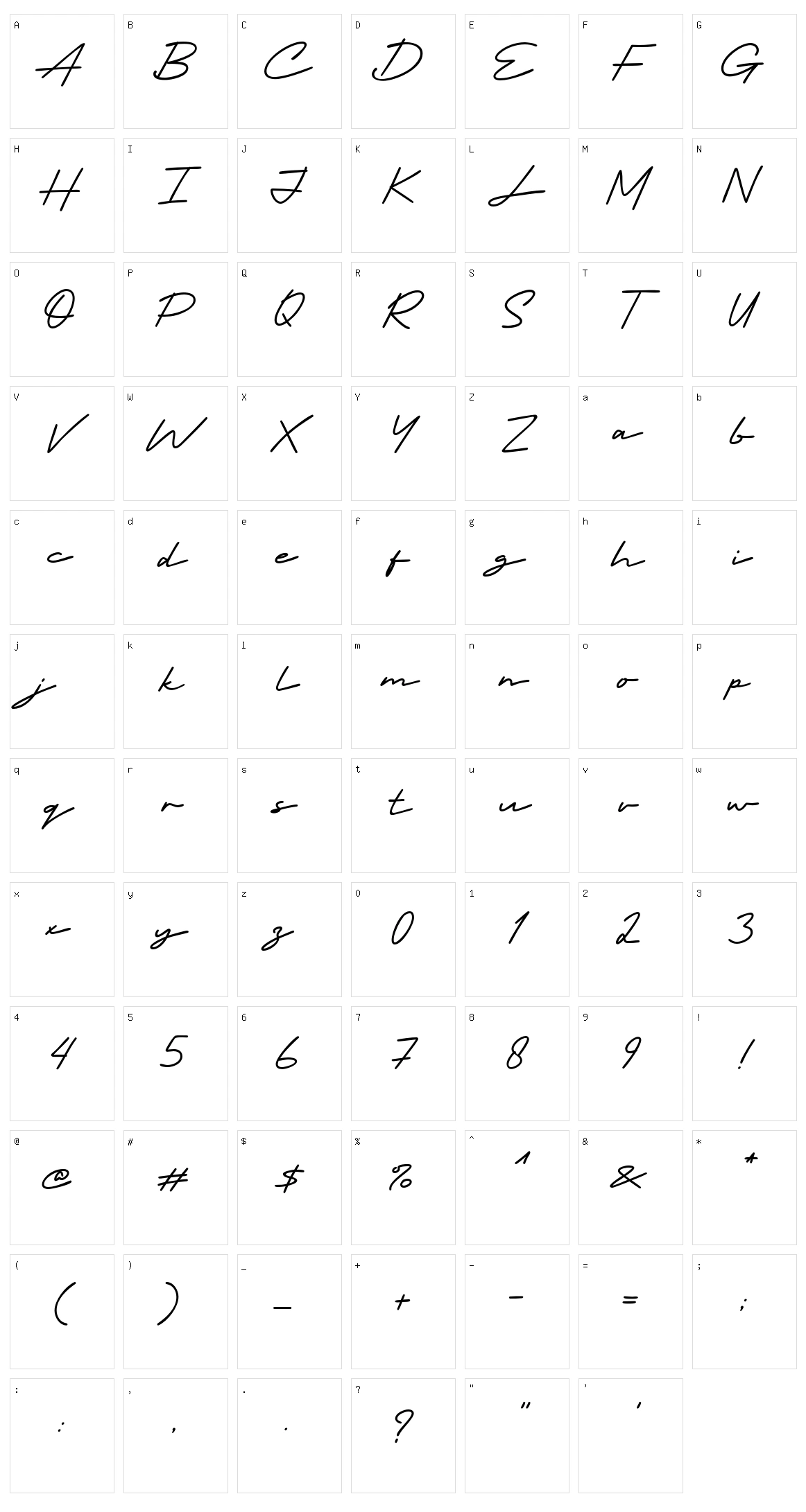 Indosign Character Set