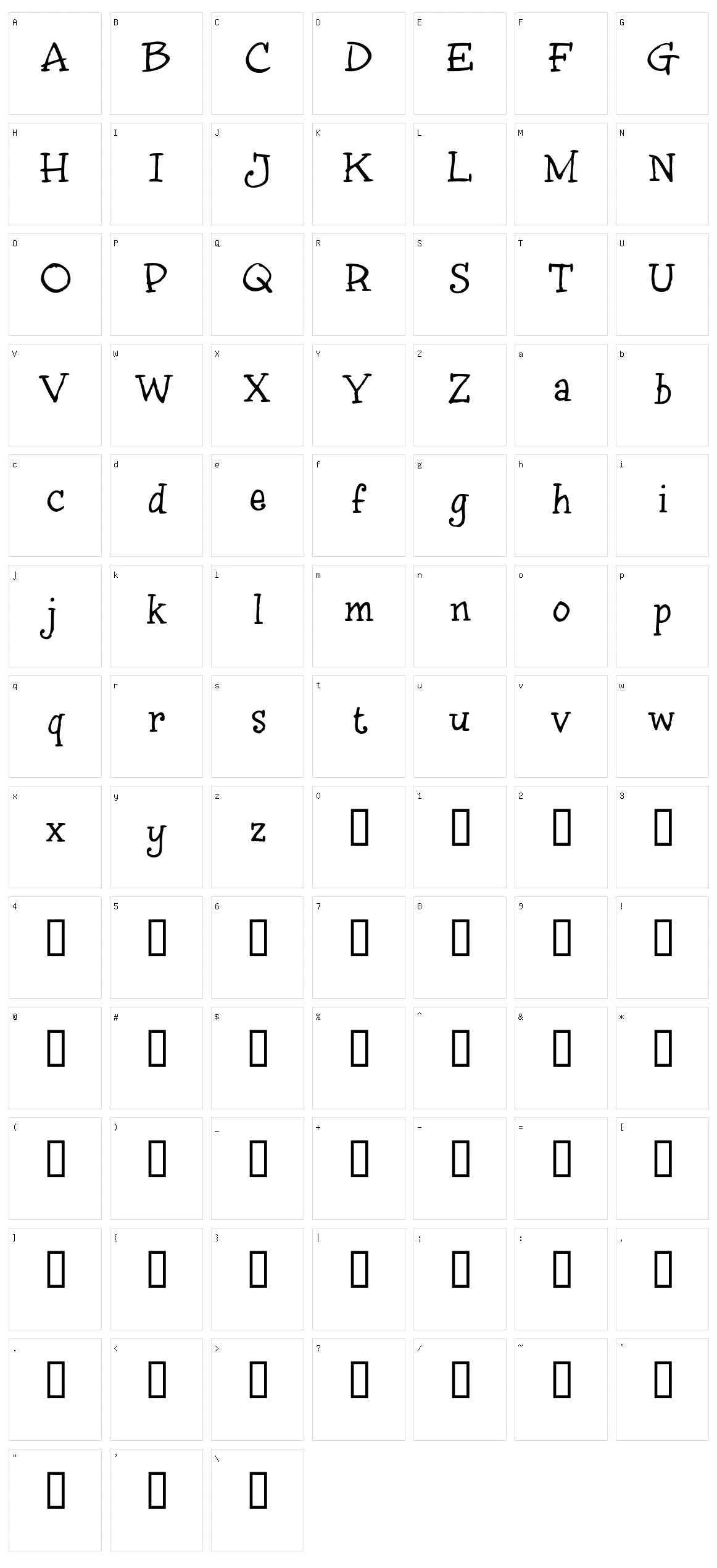 InkyDoo Serif Character Set