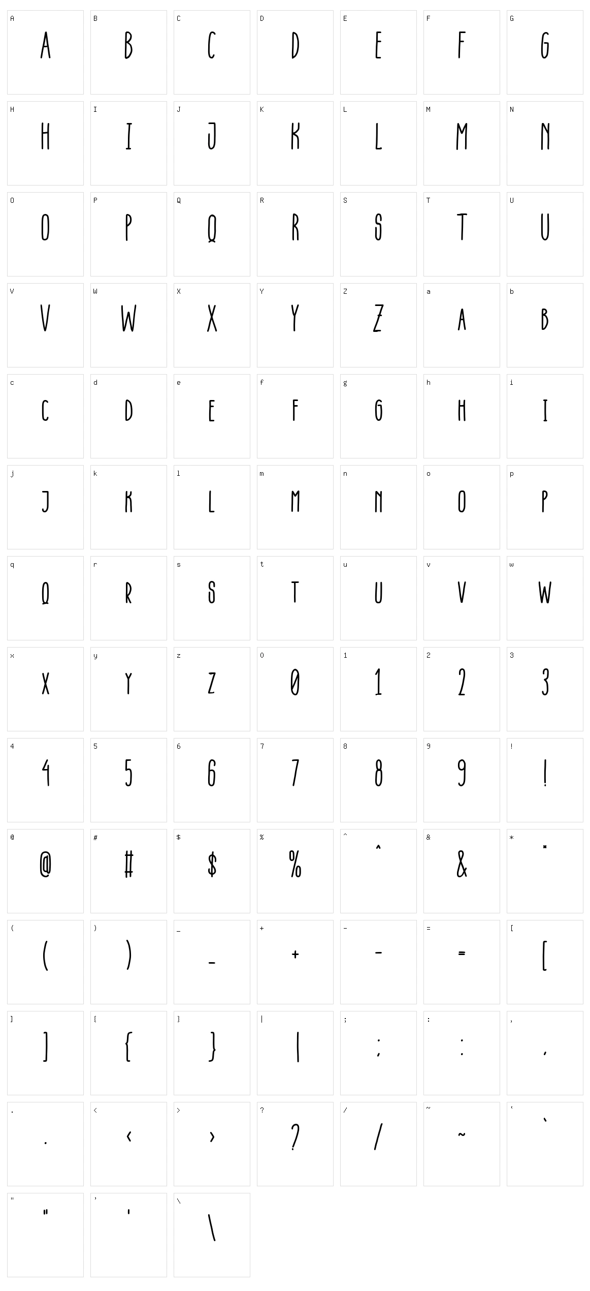 Inzania Character Set