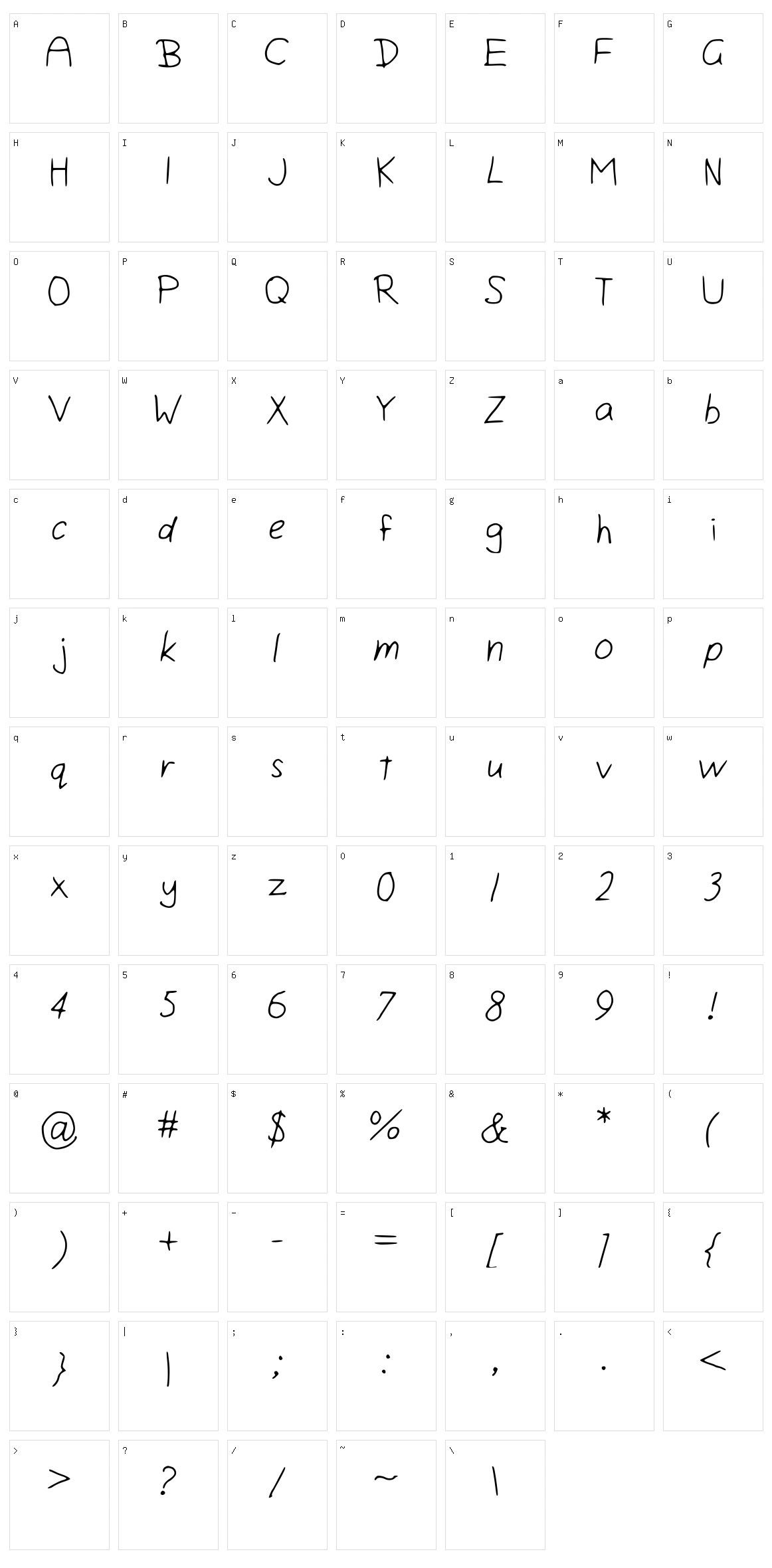 Isini Script Character Set