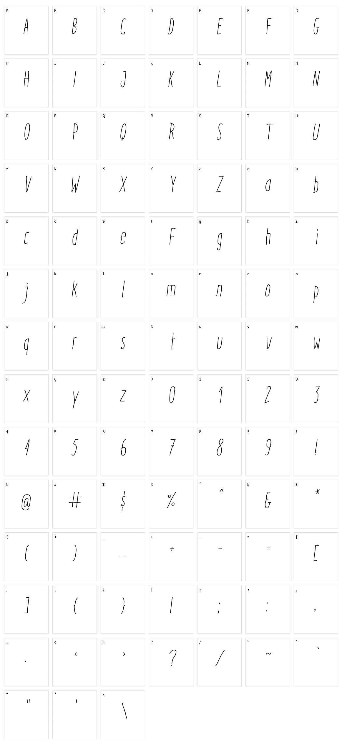 Italo Character Set