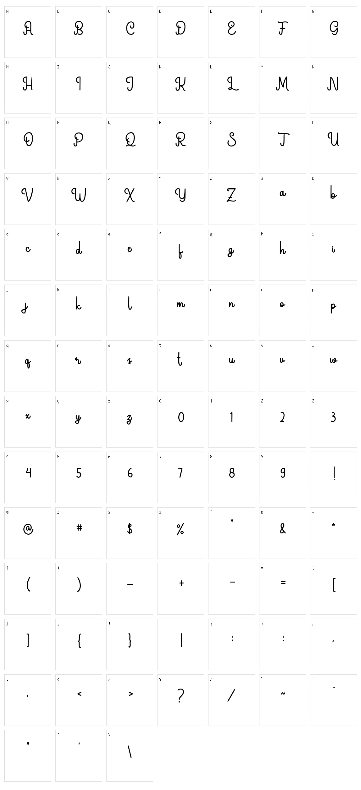 Ivory Emery Character Set