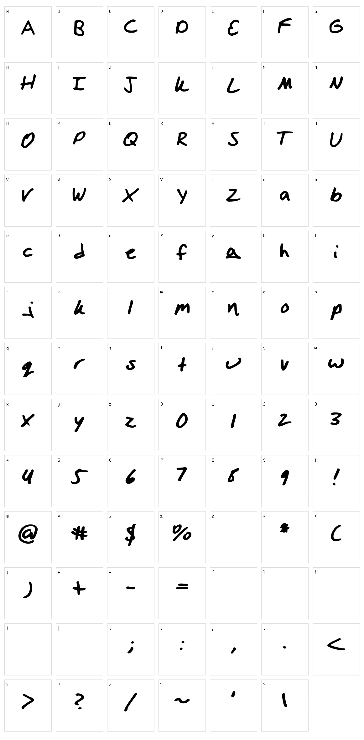 Izzi Hand Character Set