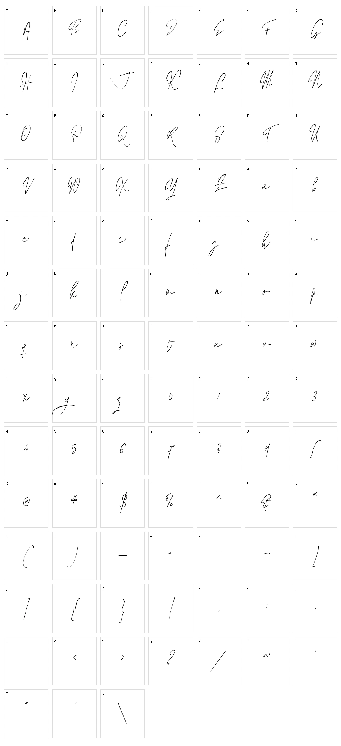 Jaccuzy Signature Character Set