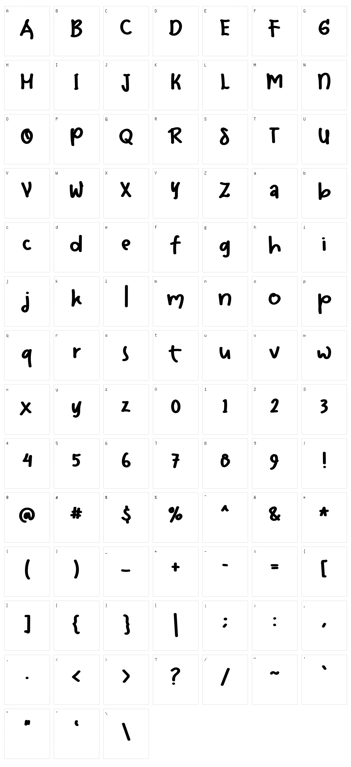 Jacky Child Character Set