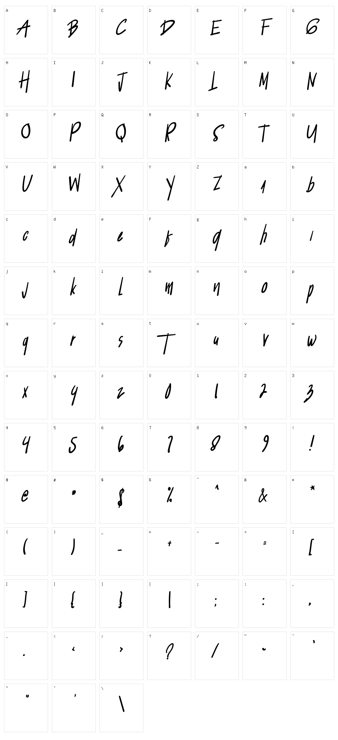Jakarta Handwritten Character Set