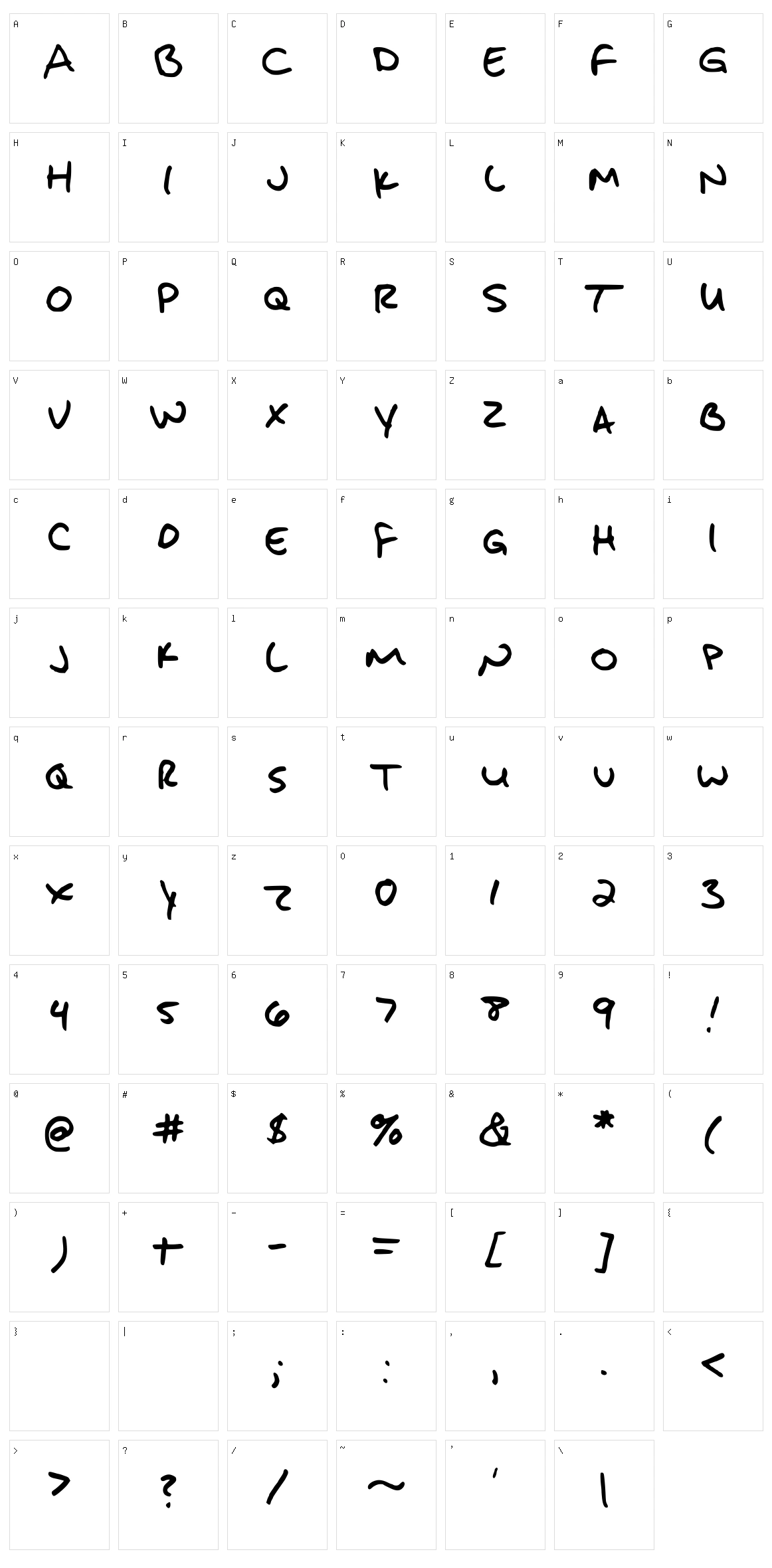 Jakes Handwriting Character Set