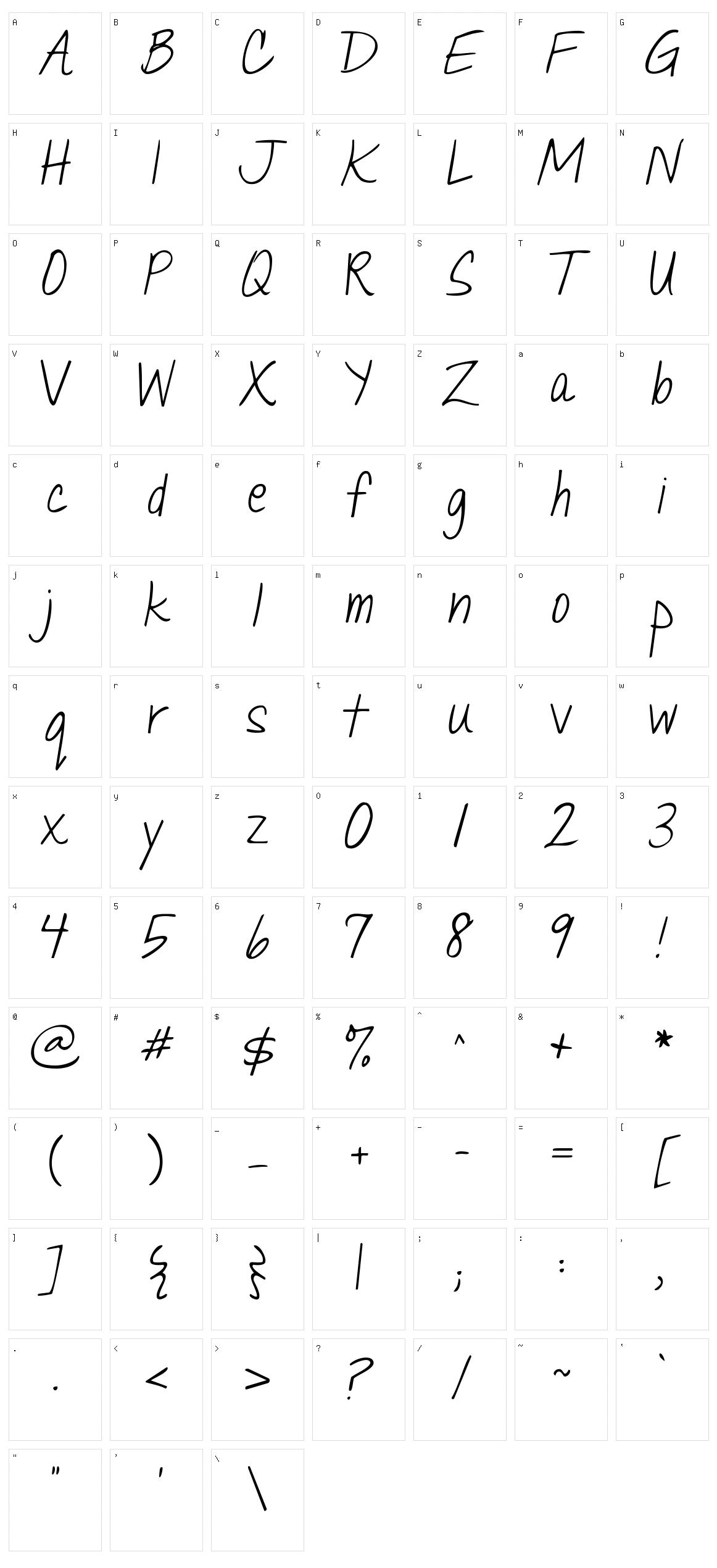 Janda Quick Note Character Set