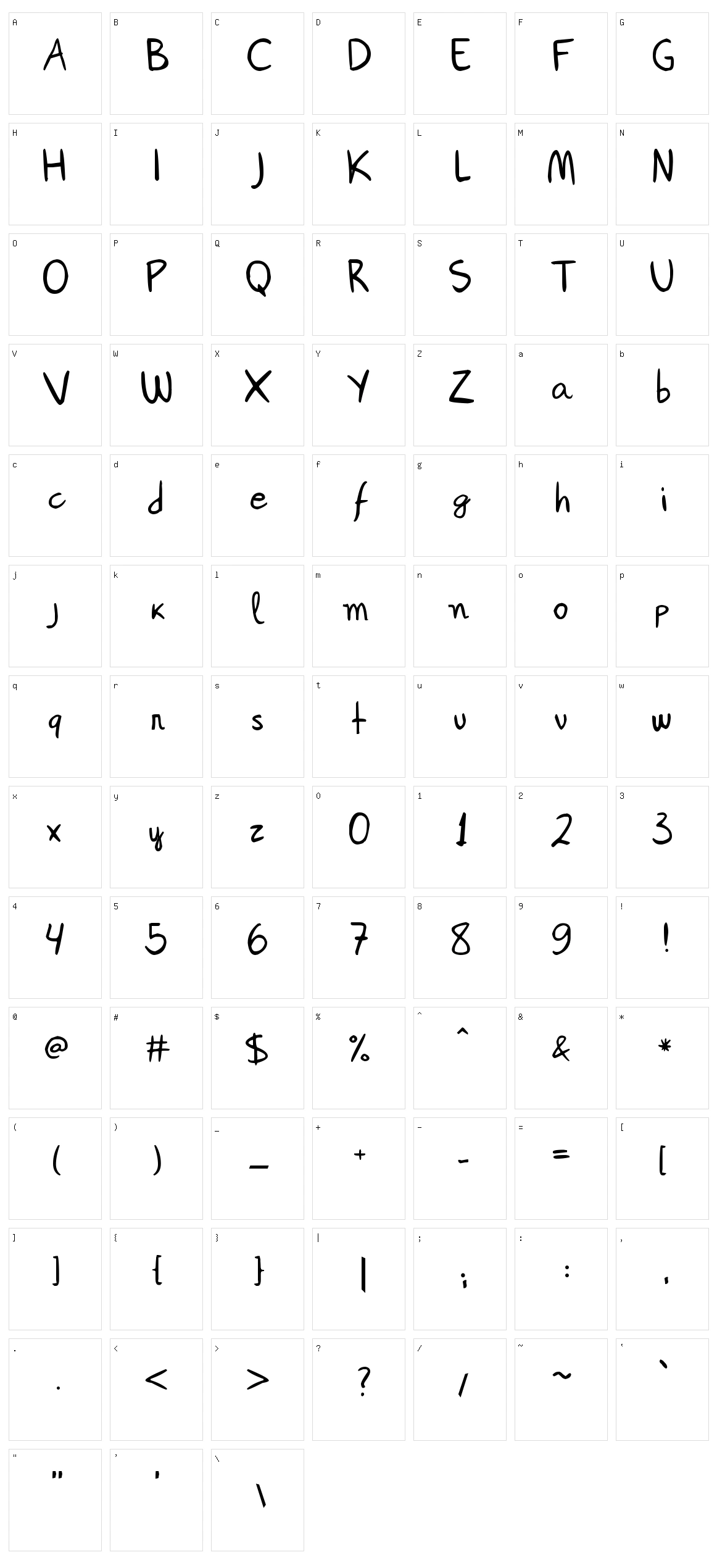 Janepix Handwriting Character Set