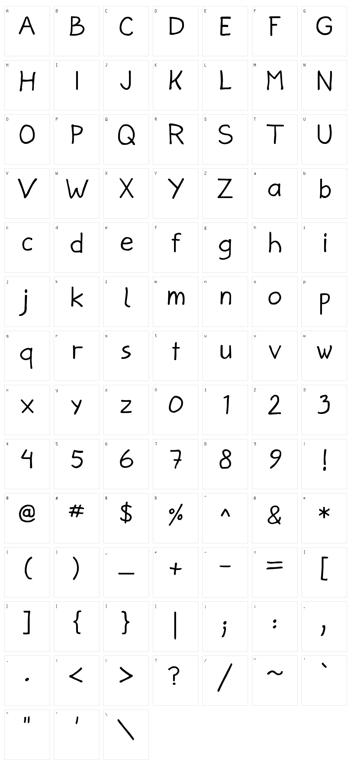 Jann Script Character Set