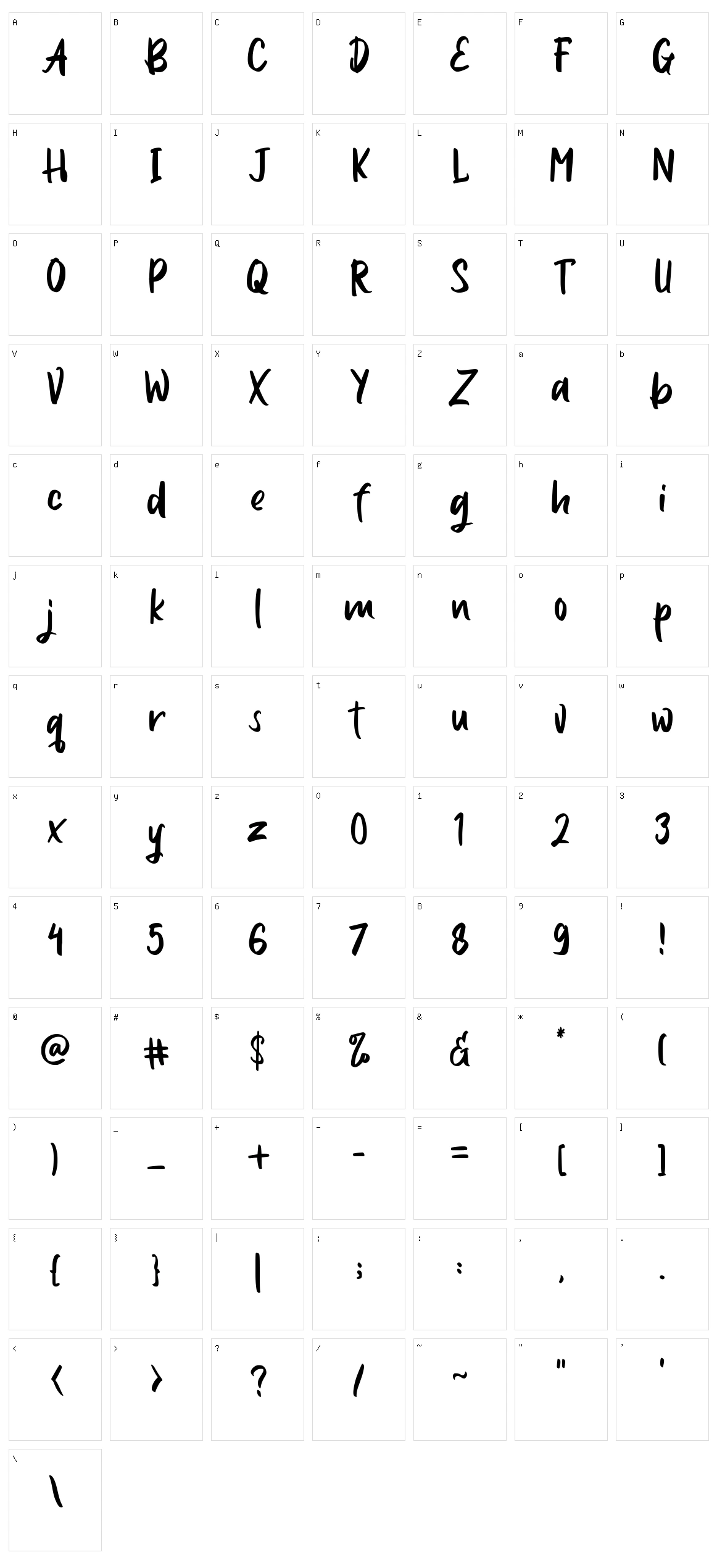 Javago Character Set