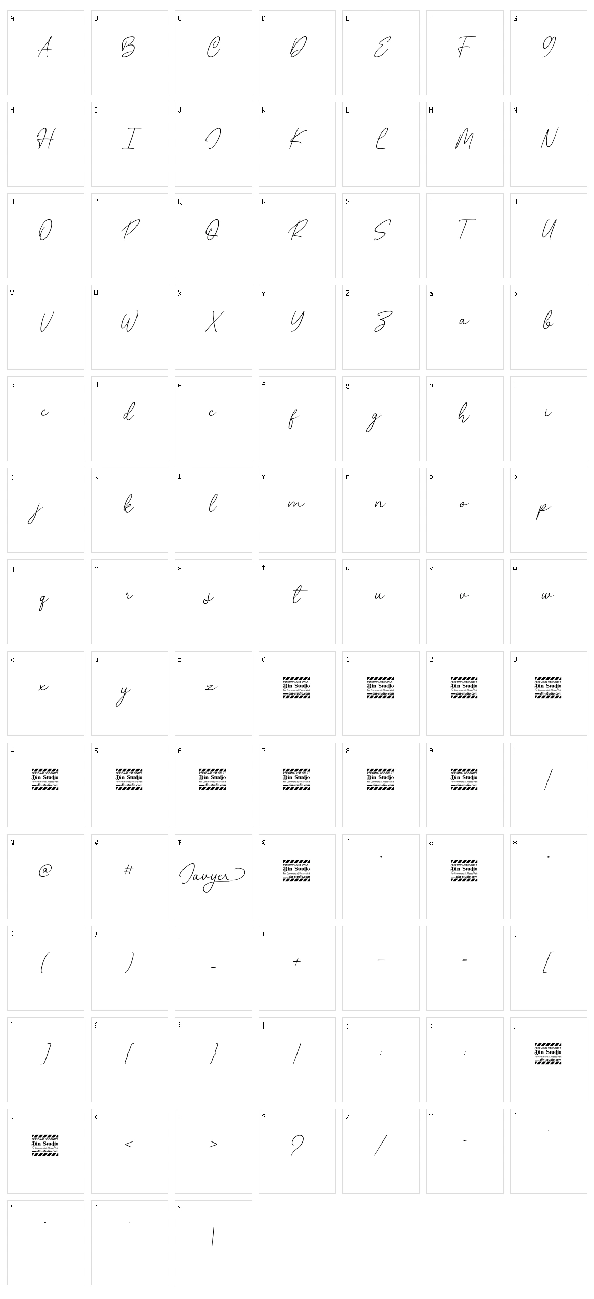 Javyer Character Set