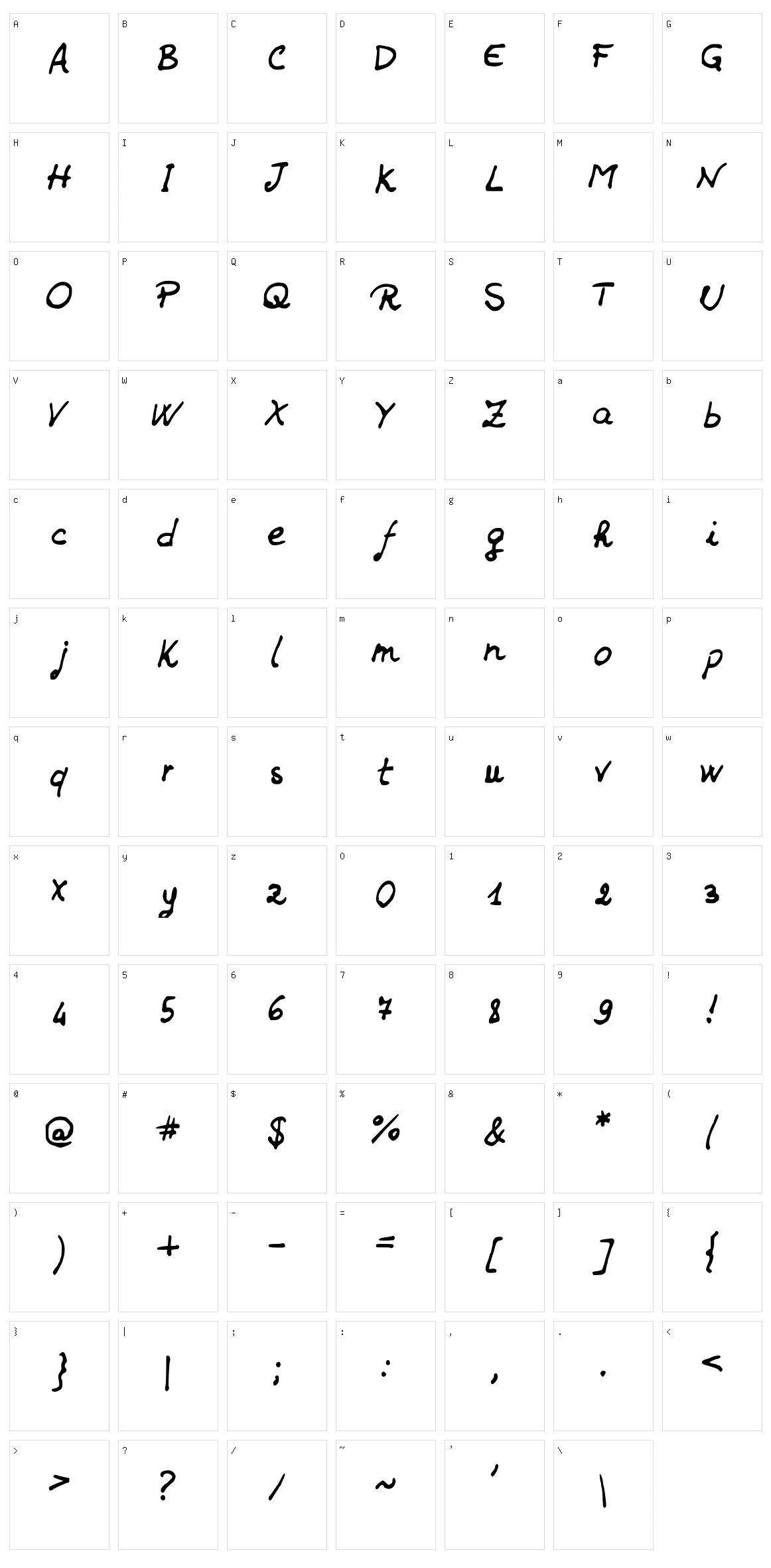 JDHands Character Set