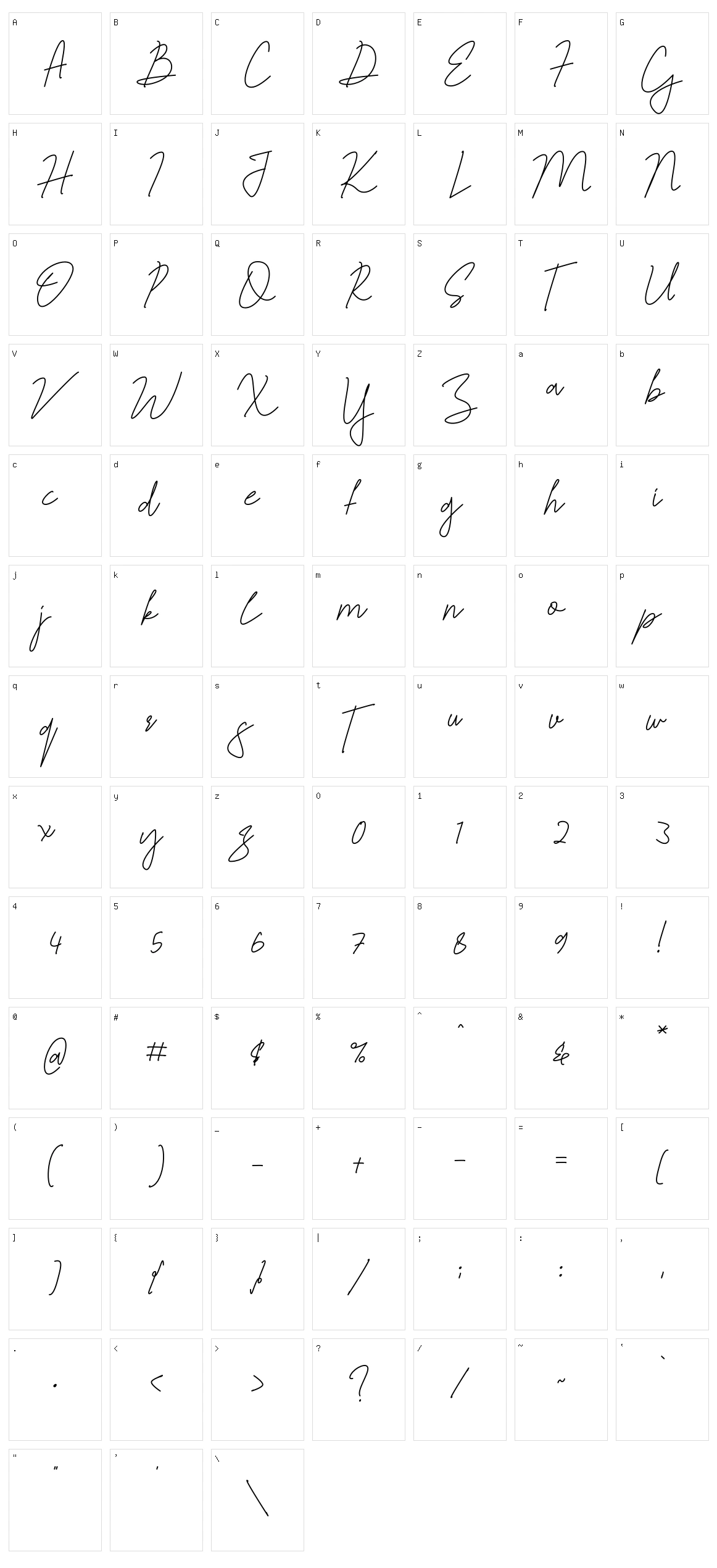 Jelitta Signature Character Set