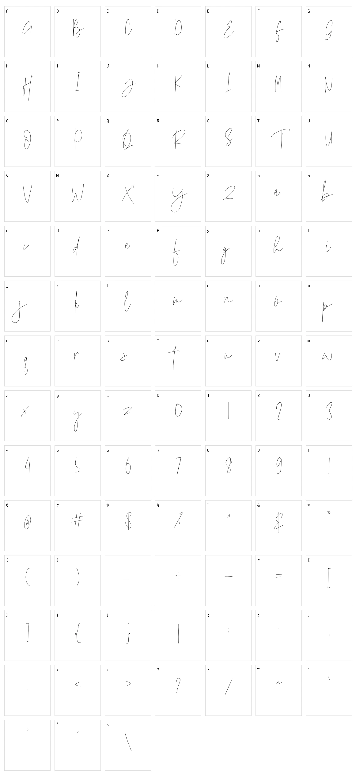 Jello Chlour Script Character Set