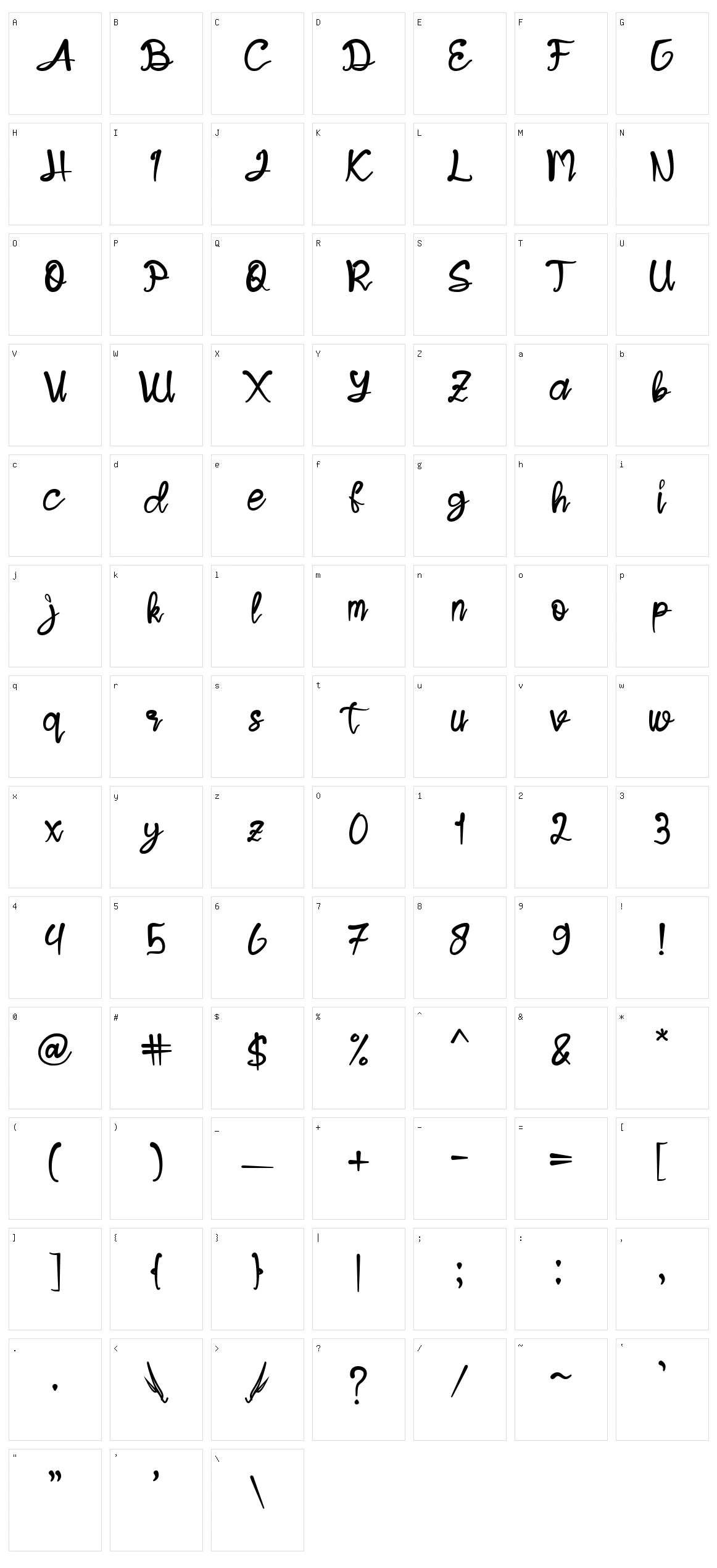 Jendra Character Set