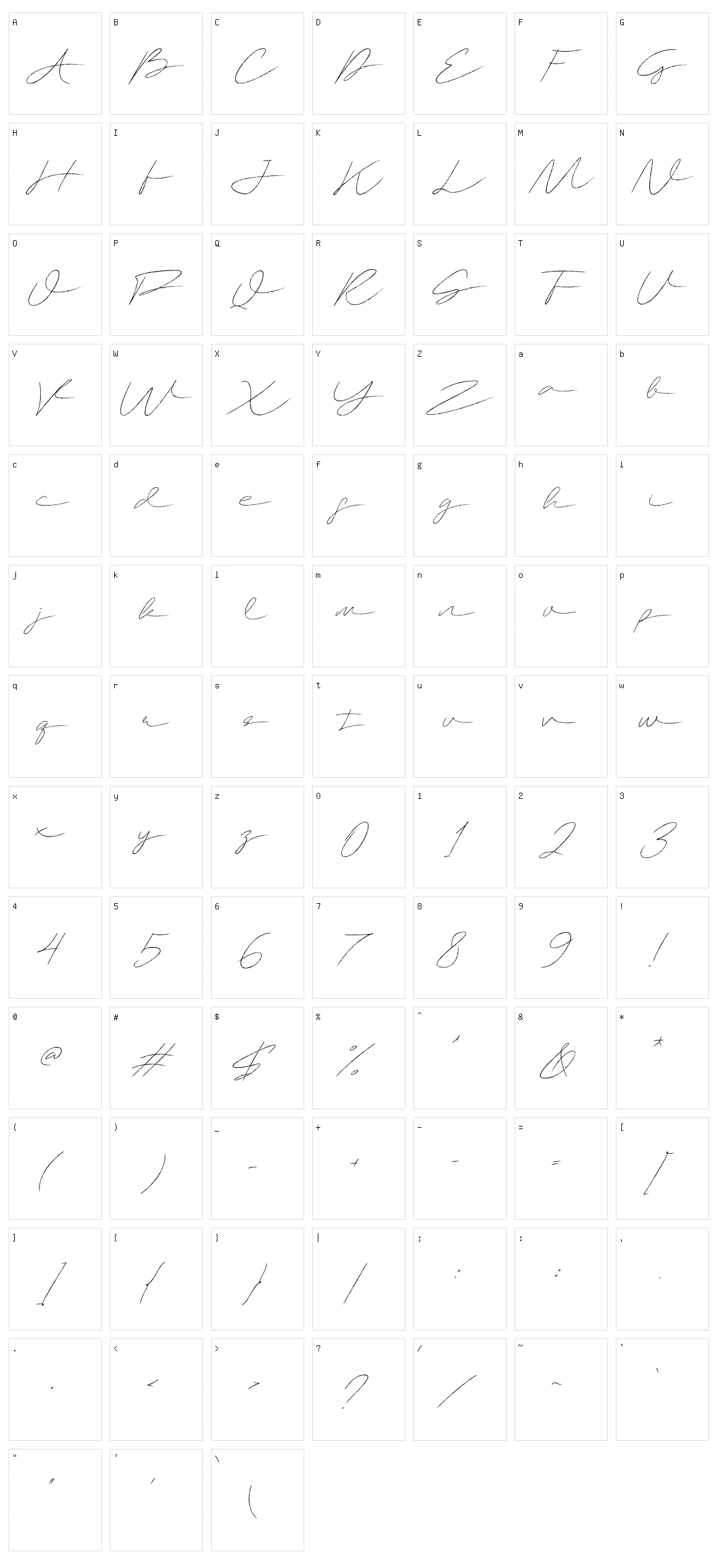 Jenfar Character Set