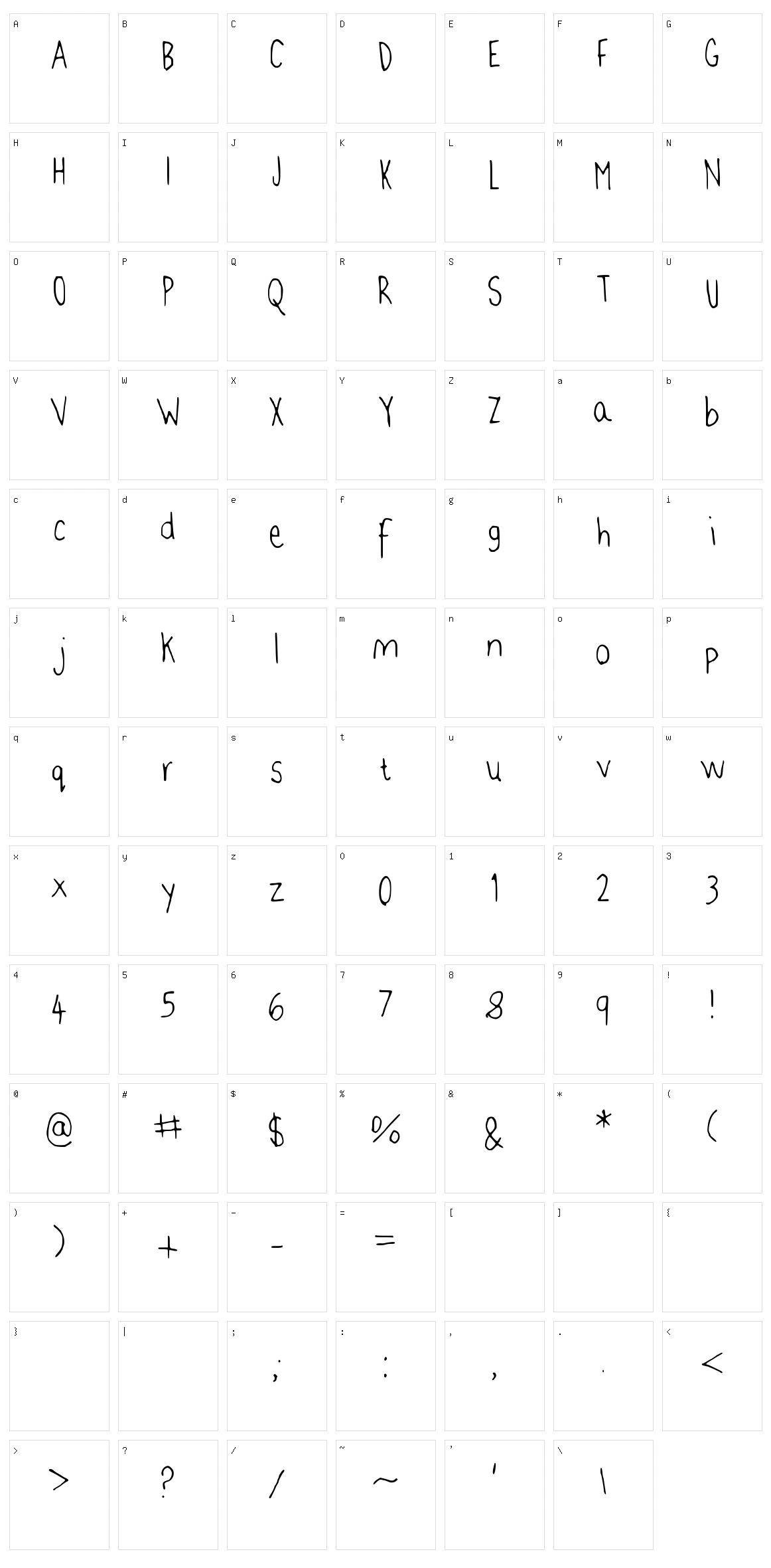 Jenns Handwriting Character Set