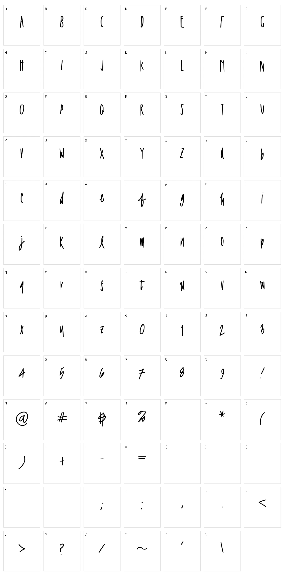 JessaPrint Character Set