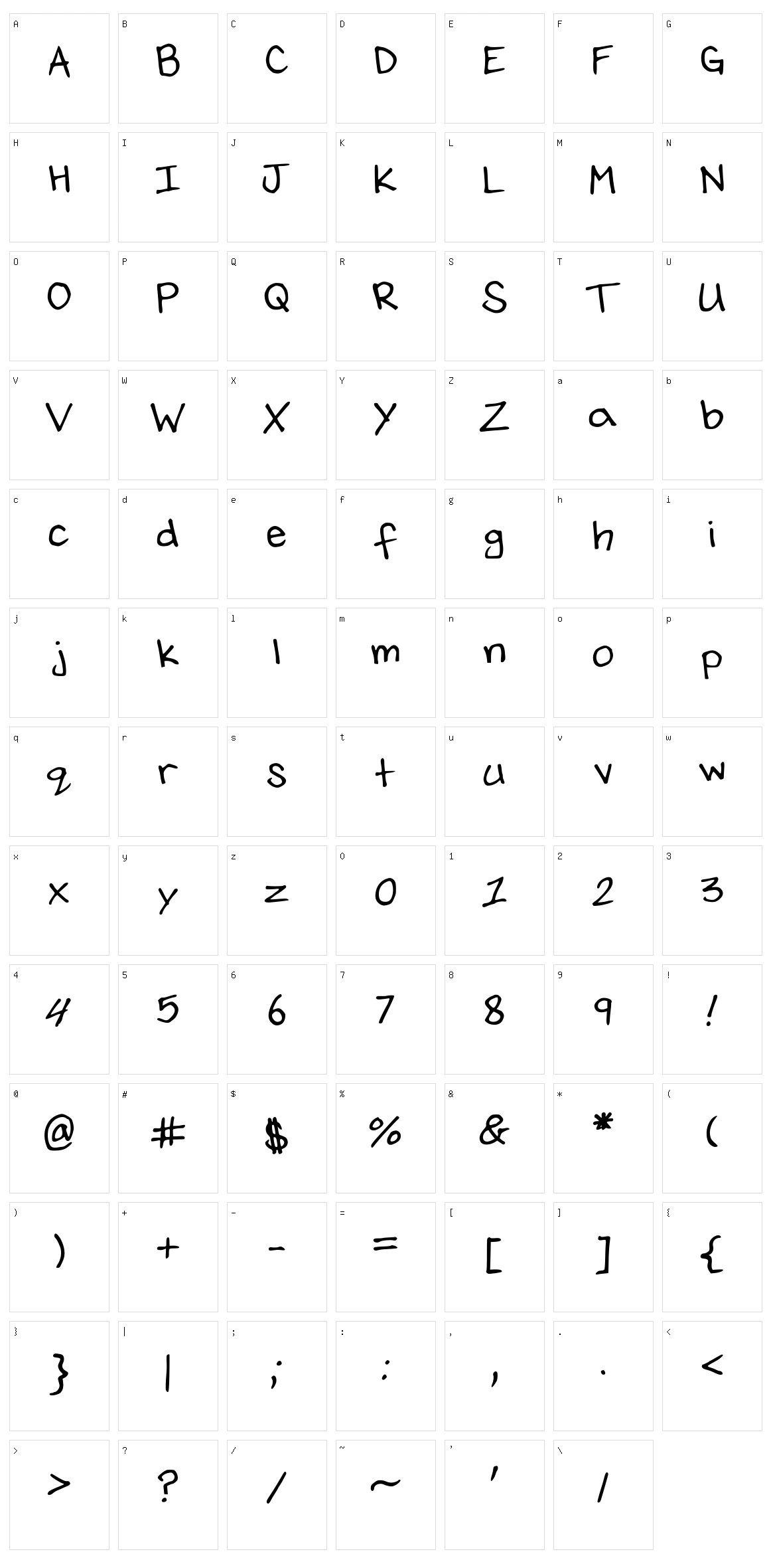 Jesse Thompsons Handwriting Character Set