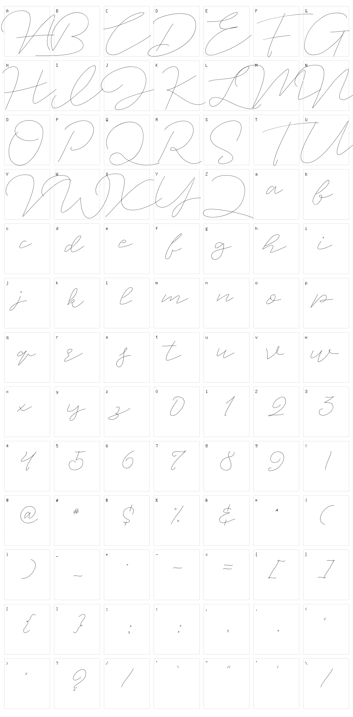 Jet Seat Script Character Set