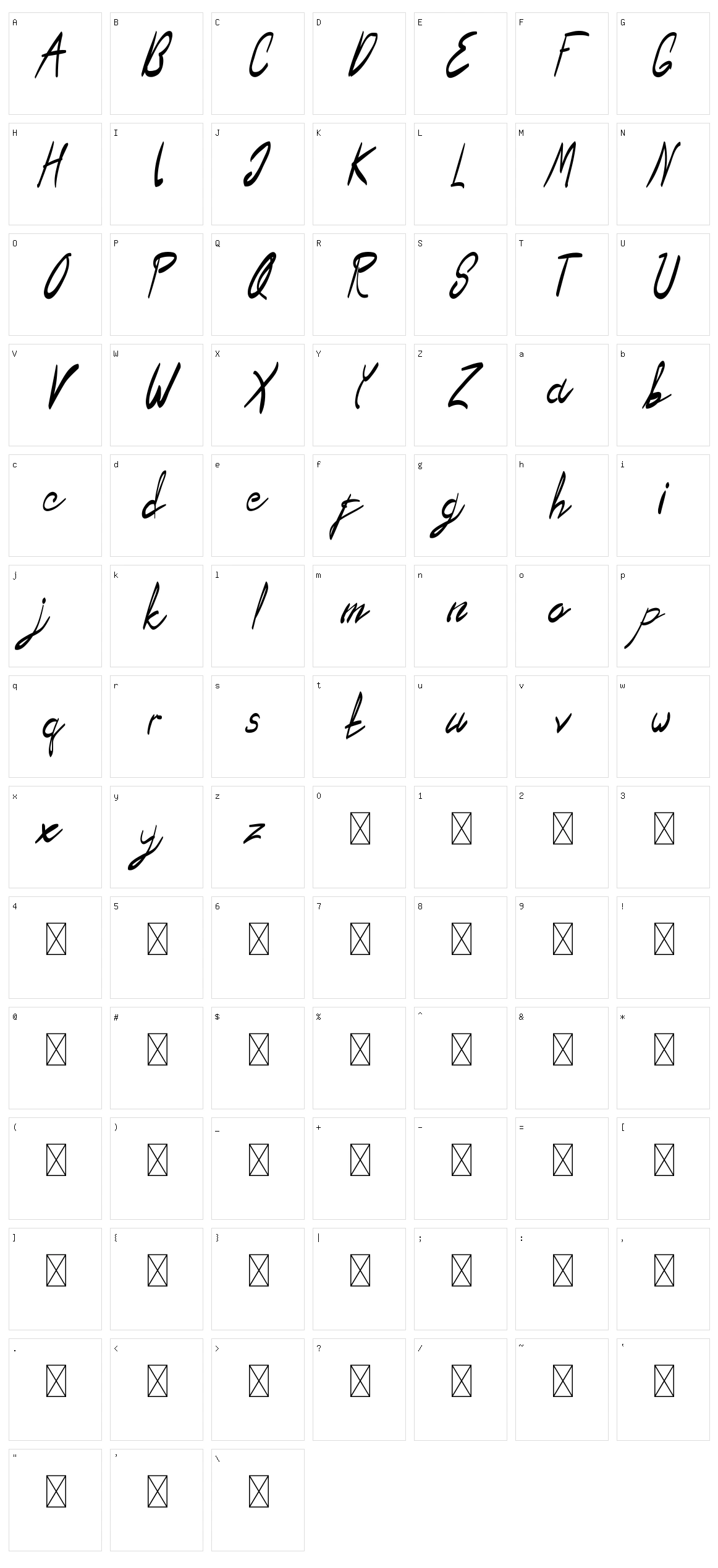 Jim Alistair Script Character Set