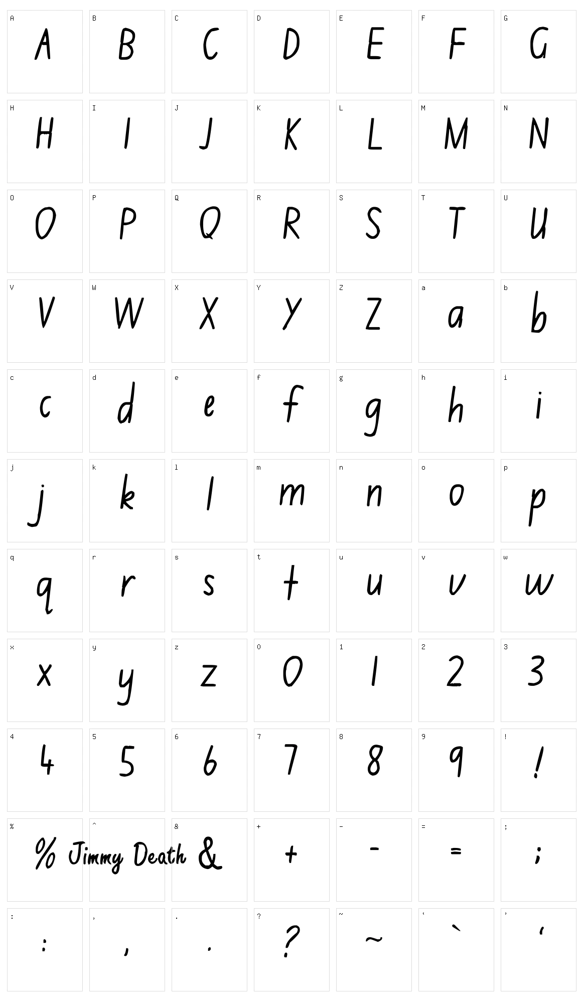 Jimmy Flashcard Character Set