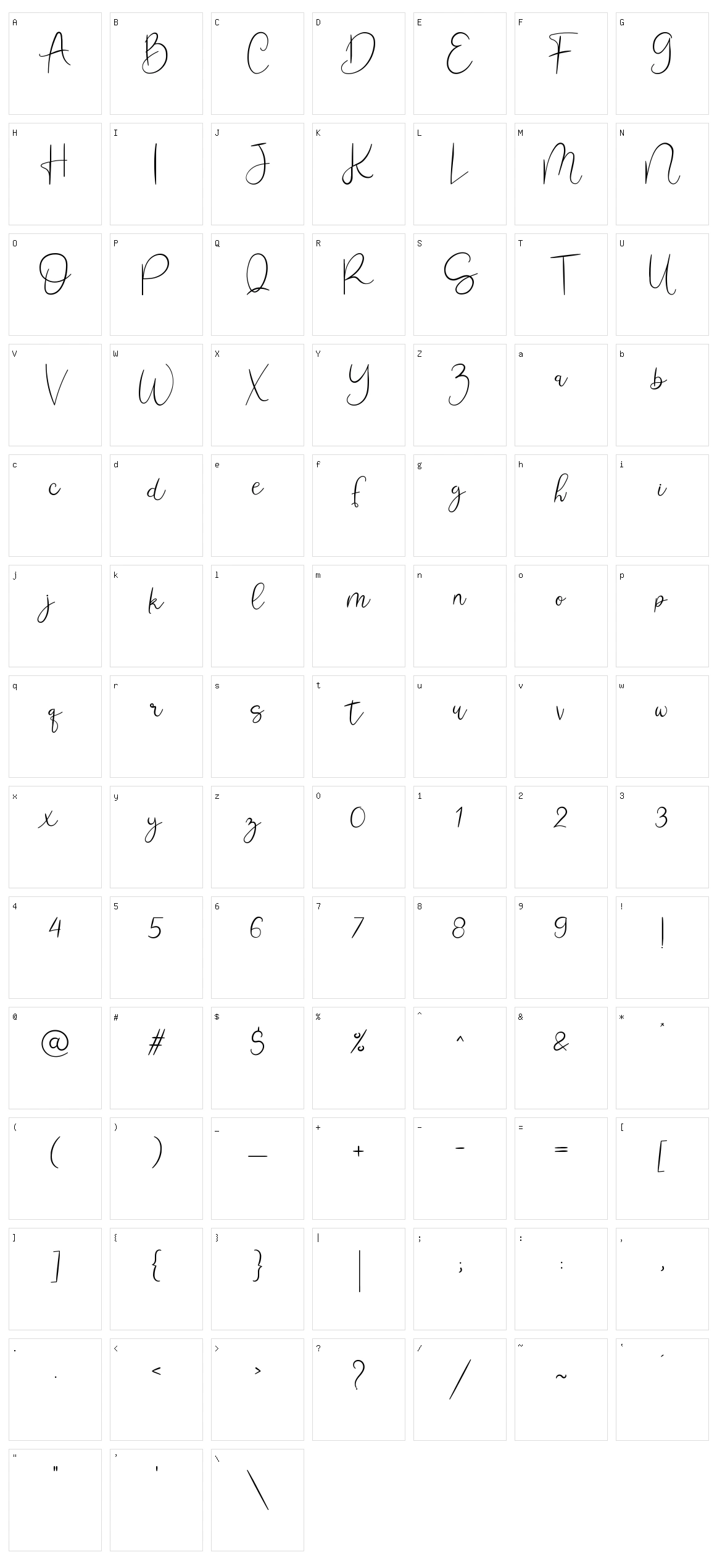 Jimuella Character Set