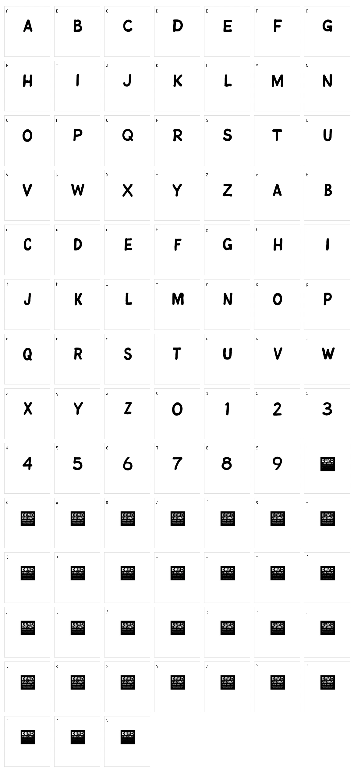 Jitter Bug Character Set