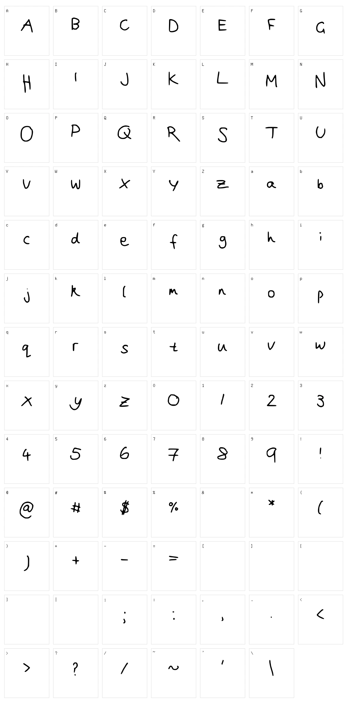 Joanna's handwriting Character Set