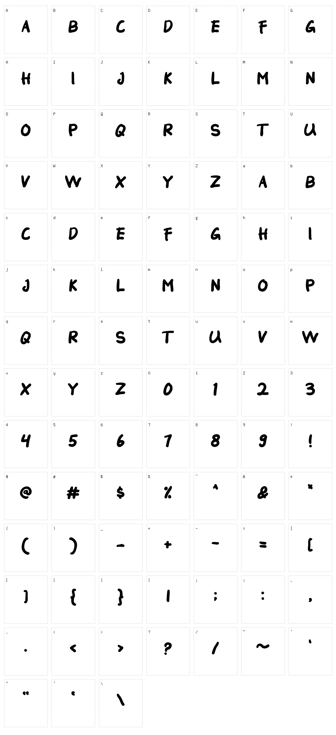 Joger Character Set