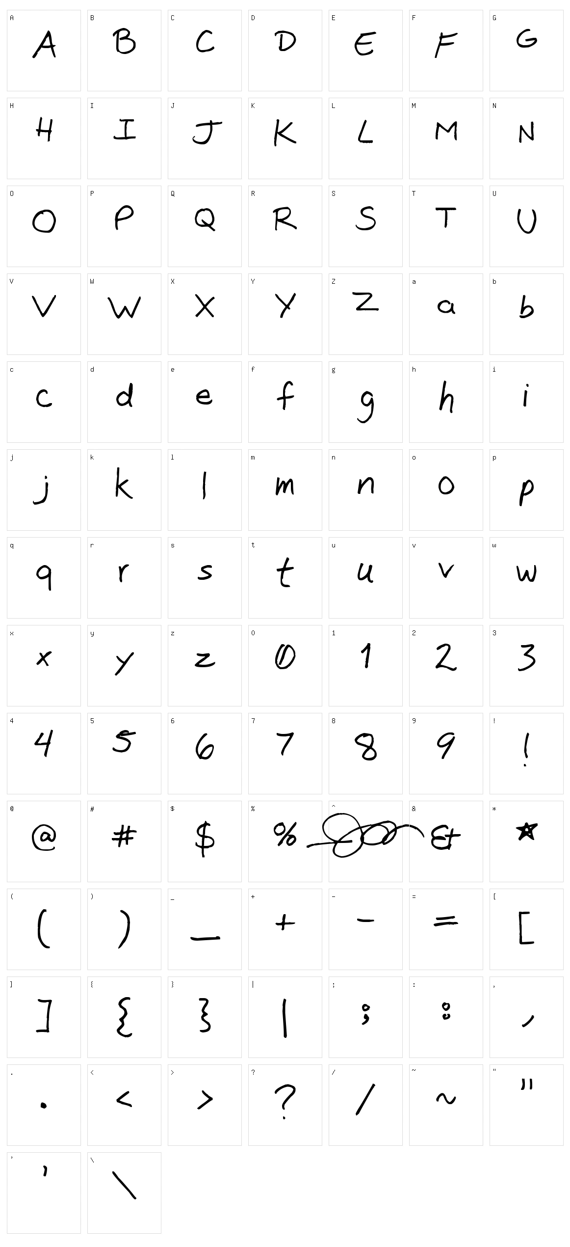 Jon Sans Character Set