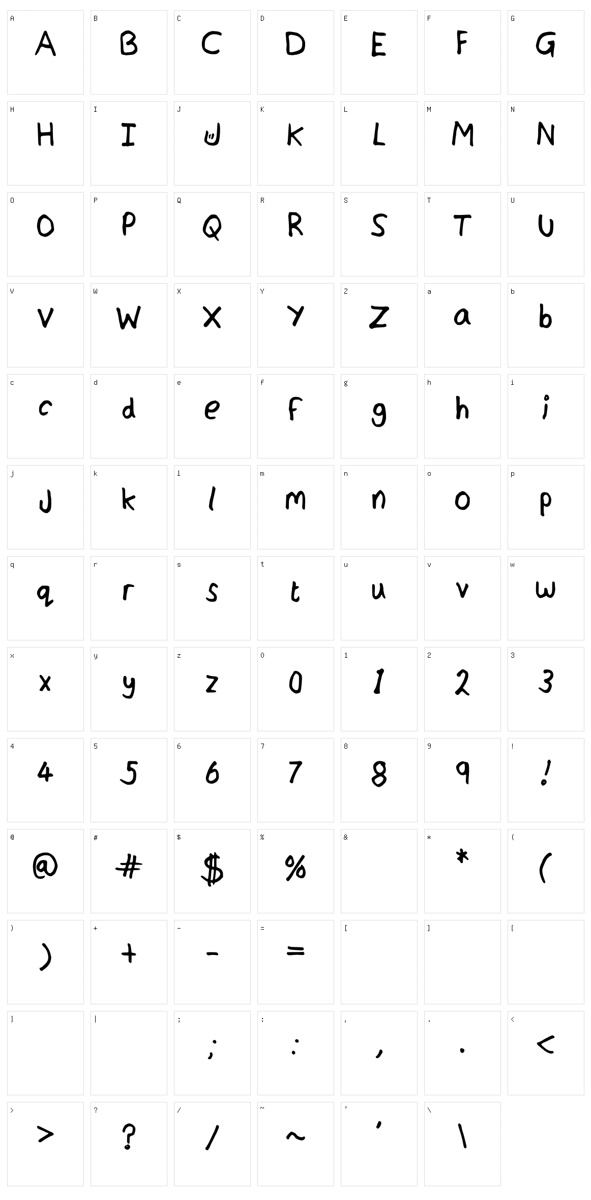 JordFont Character Set
