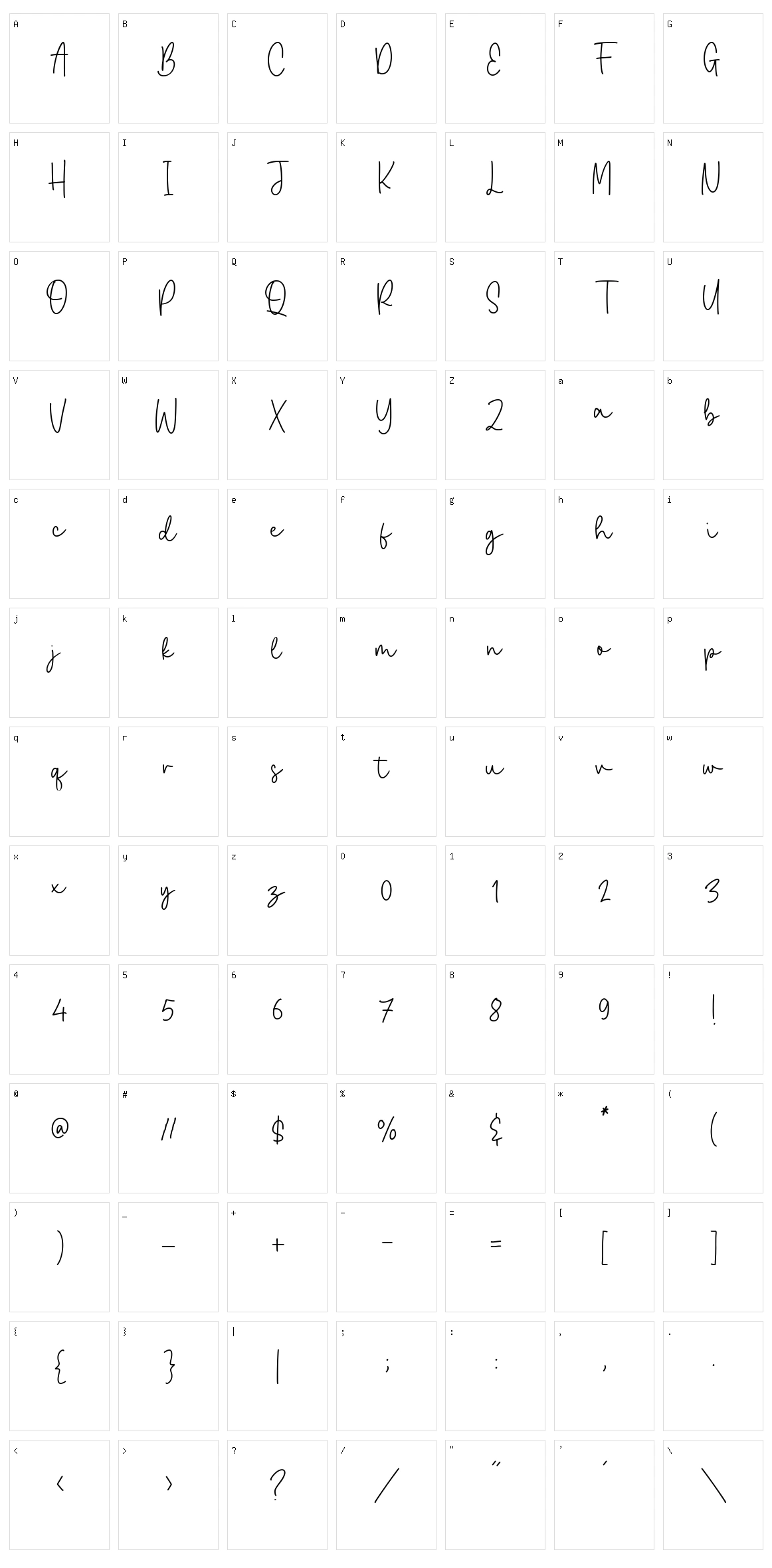 Joselyna Character Set