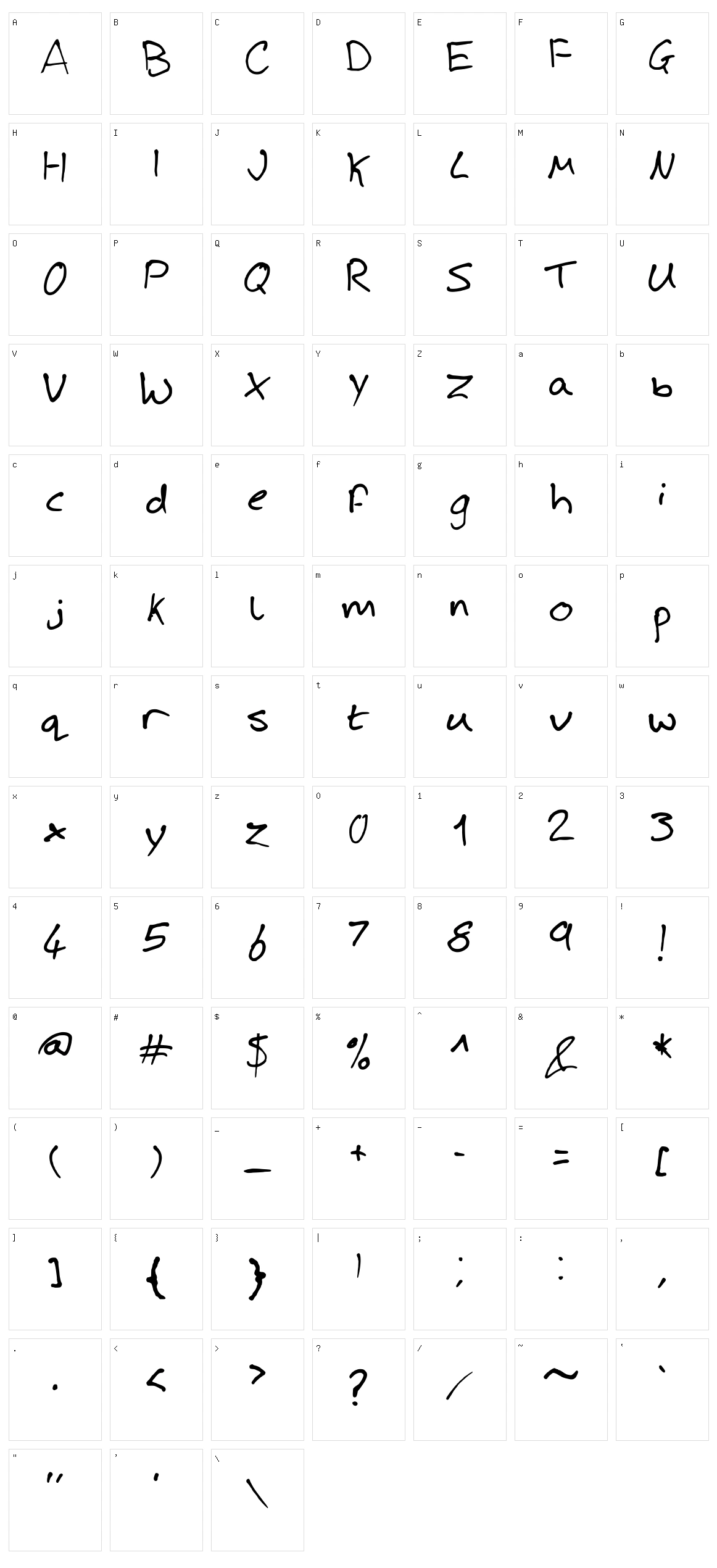 Josh Handwriting Character Set