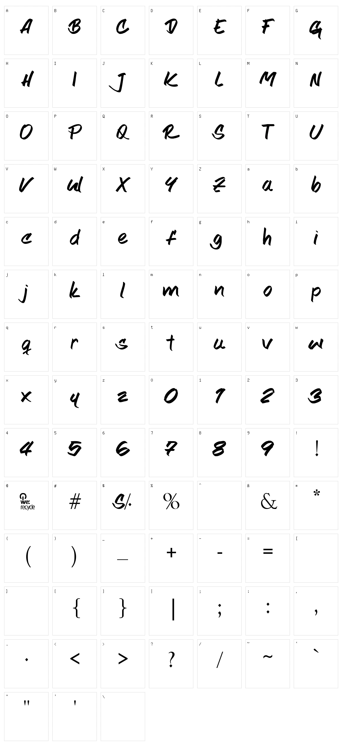 Joshe Character Set