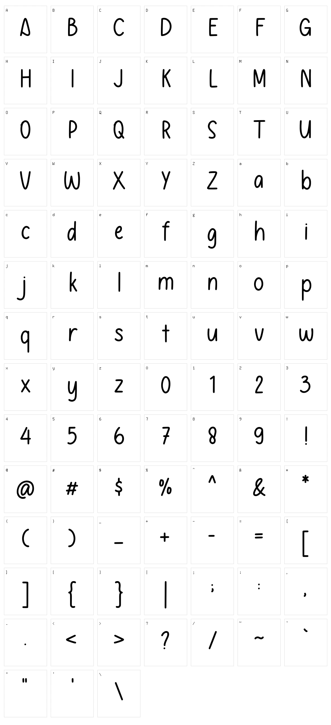 Joynoted Character Set