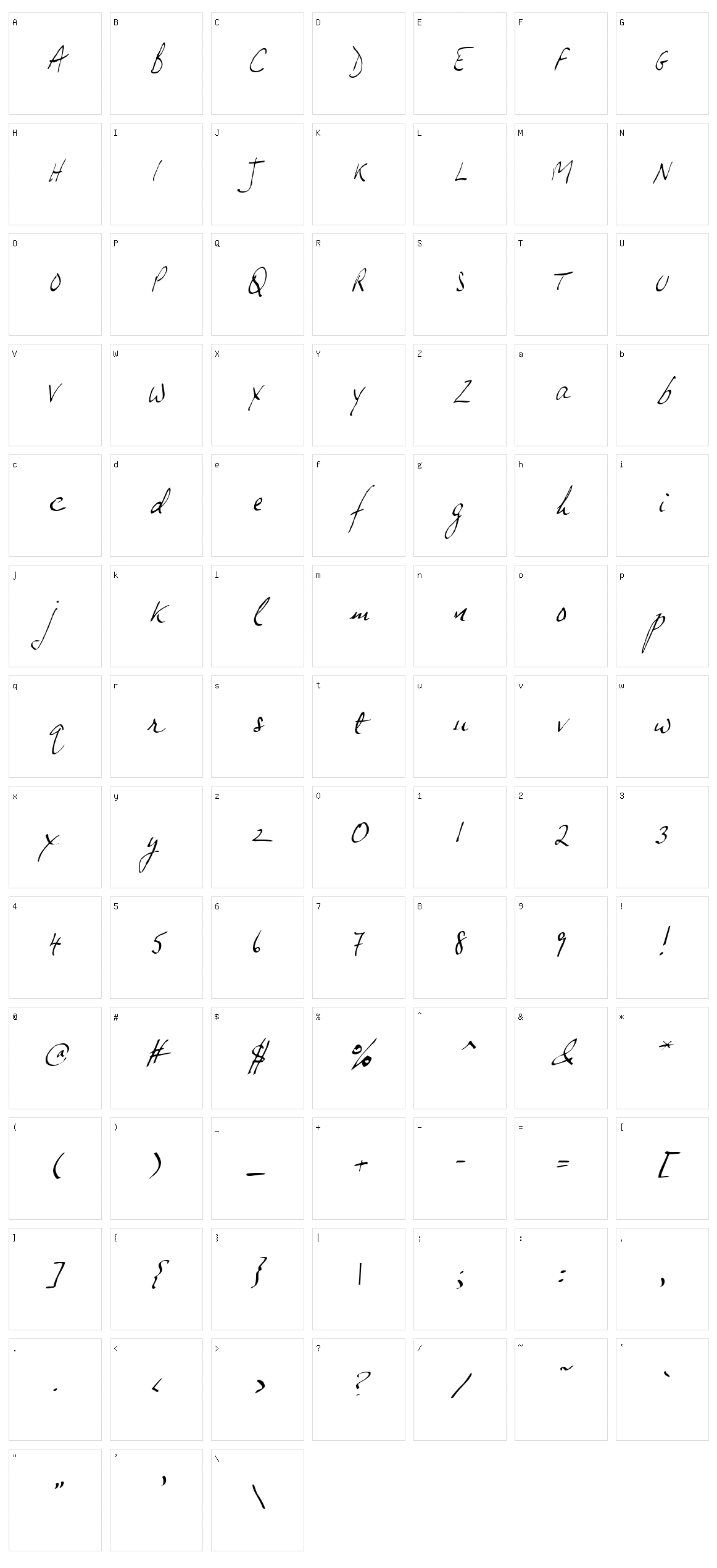 JP Hand Slanted Character Set
