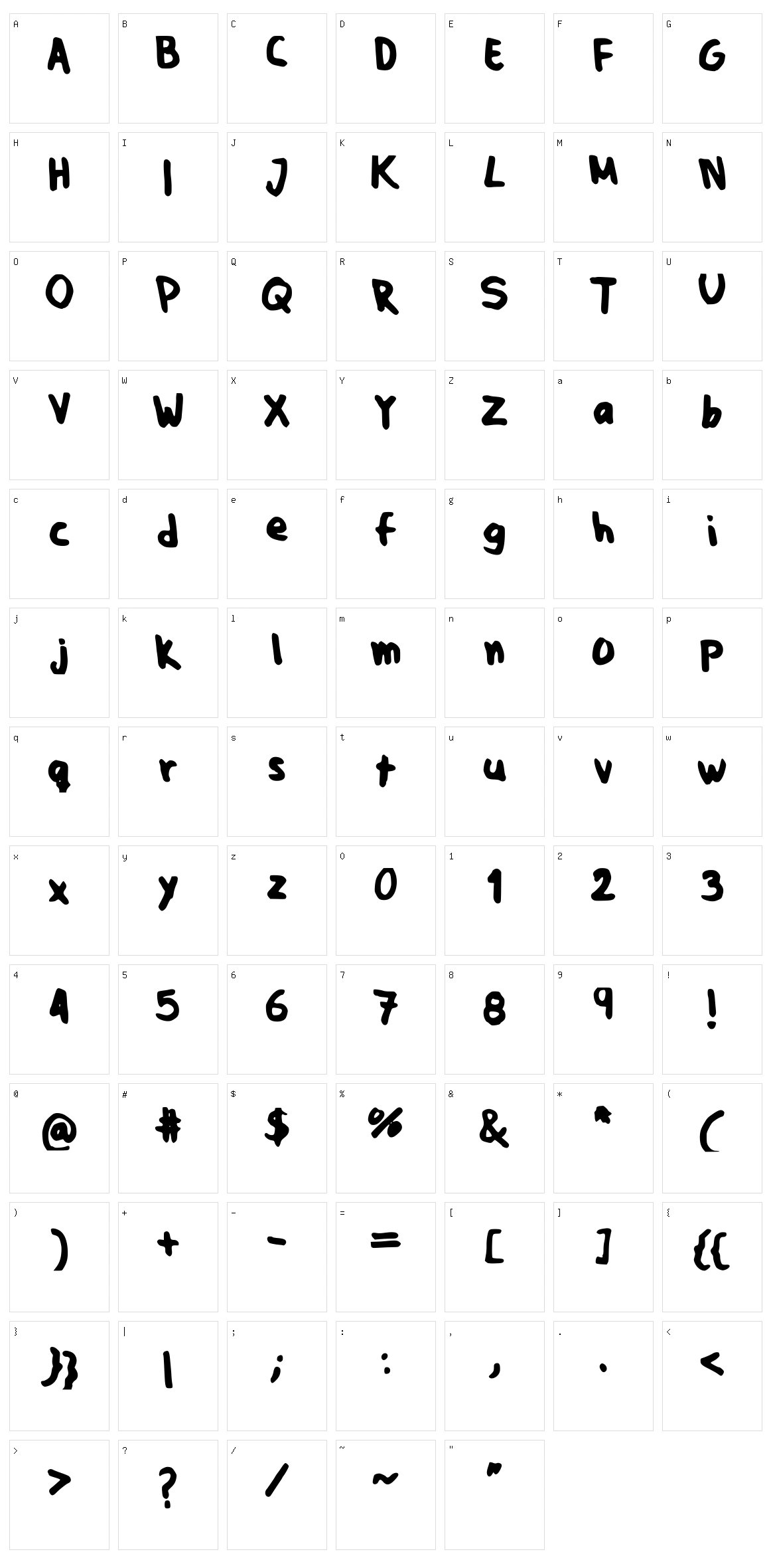 JPfont Character Set