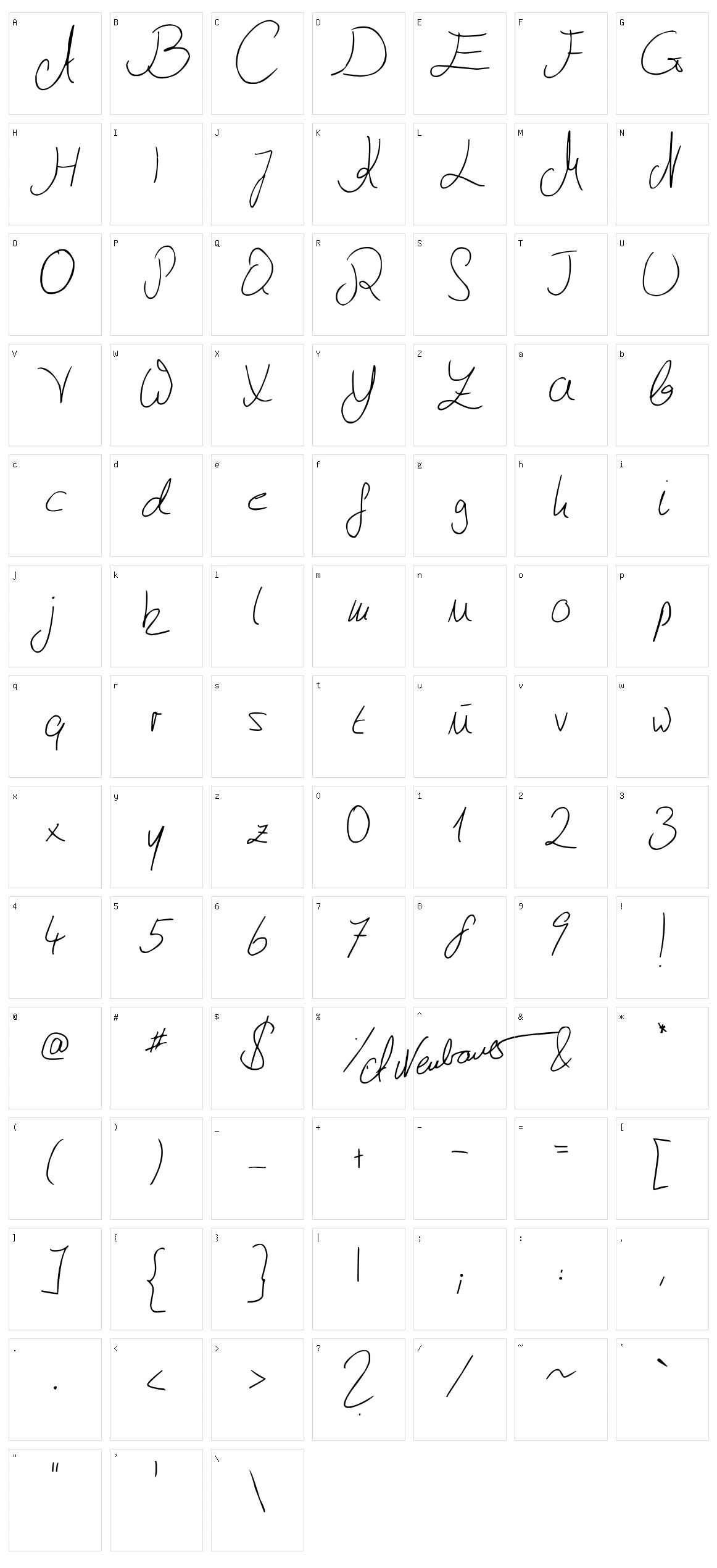 Julliscriptum Character Set