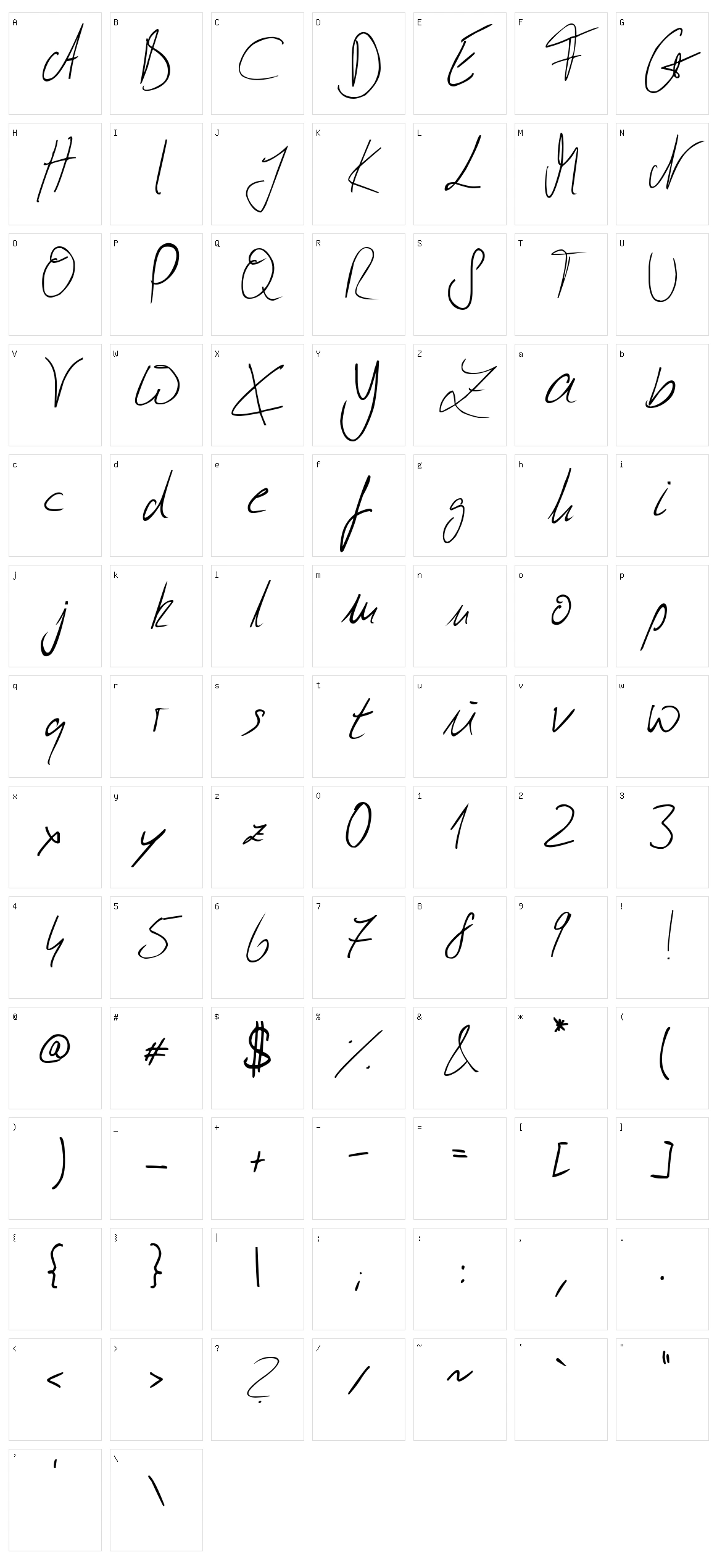 Julliscriptum Reloaded Character Set