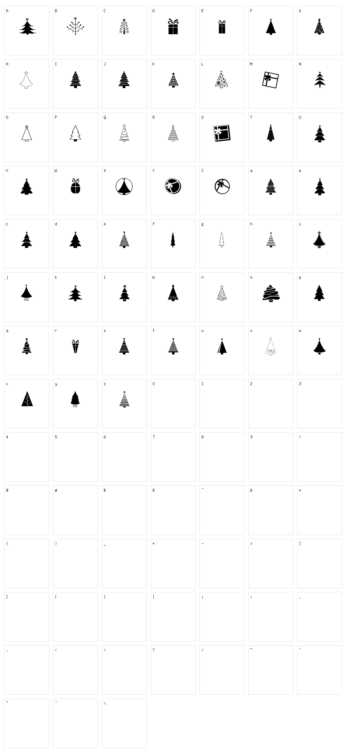 KG Christmas Trees Character Set