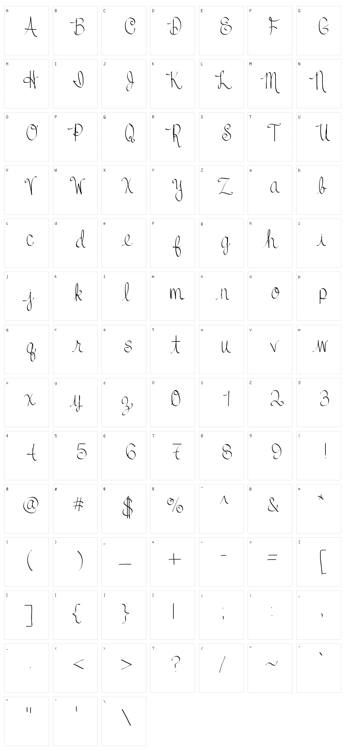 Just Coles Cursive Character Set