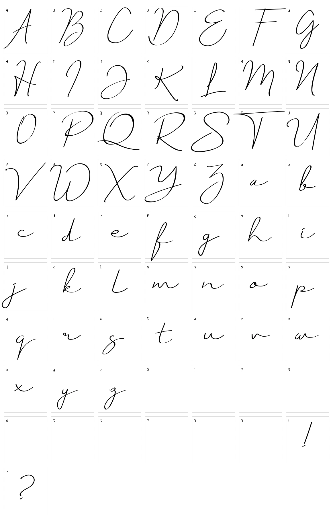 Just Signature Character Set
