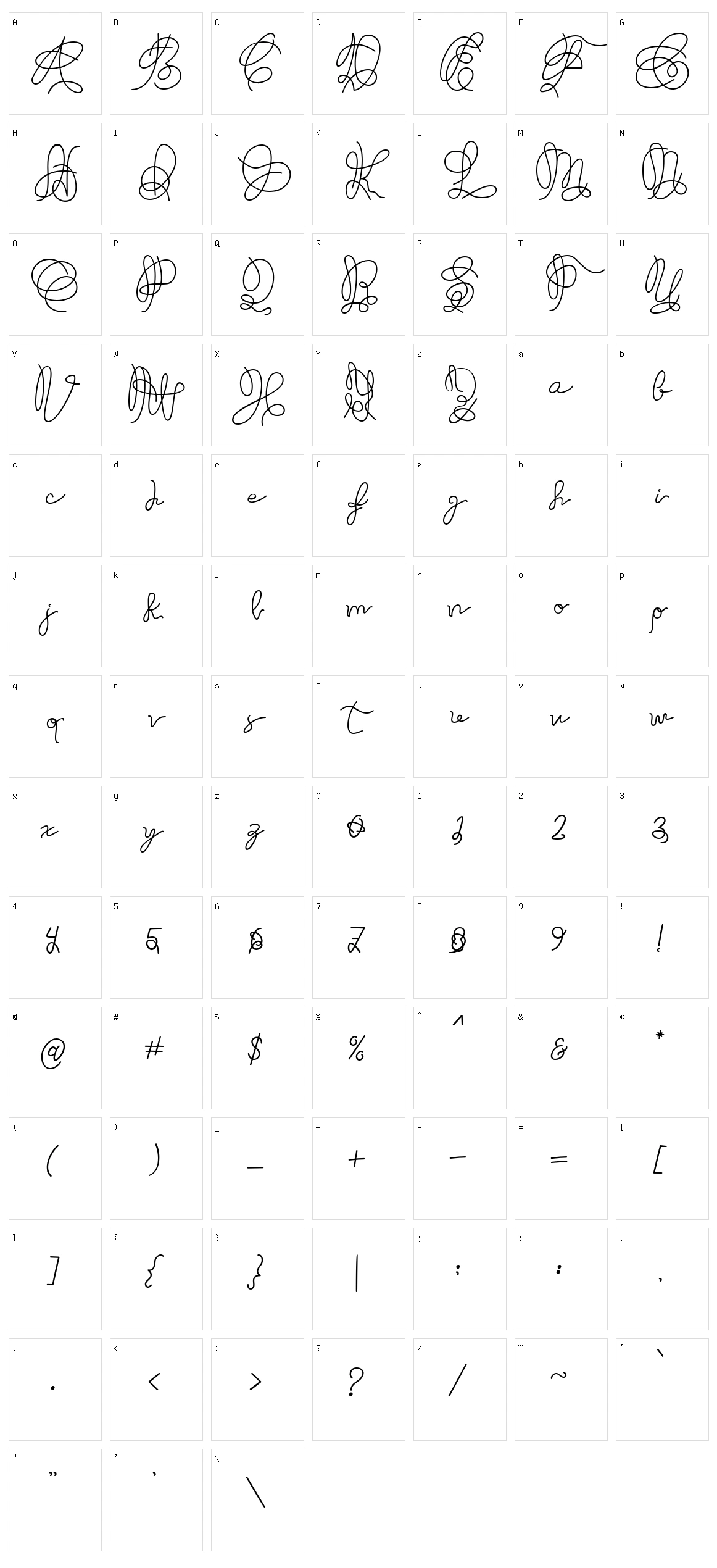 Just Thought Character Set